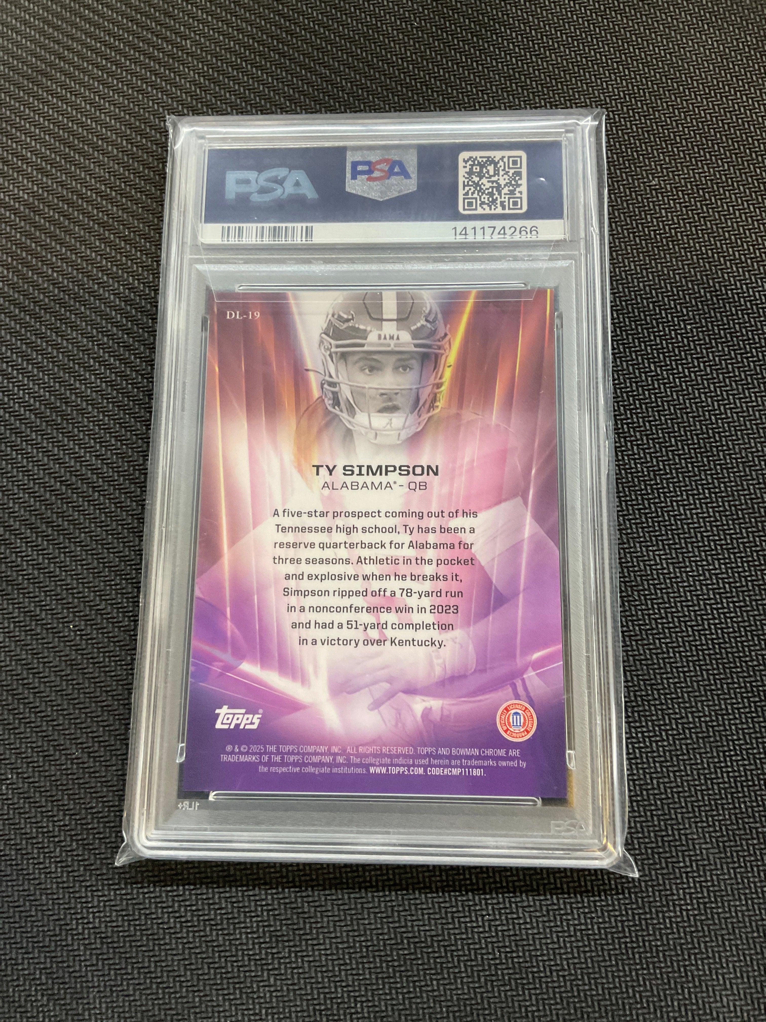 2025 Bowman U Chrome Ty Simpson Dean's List PSA 10 Case Hit Alabama 266