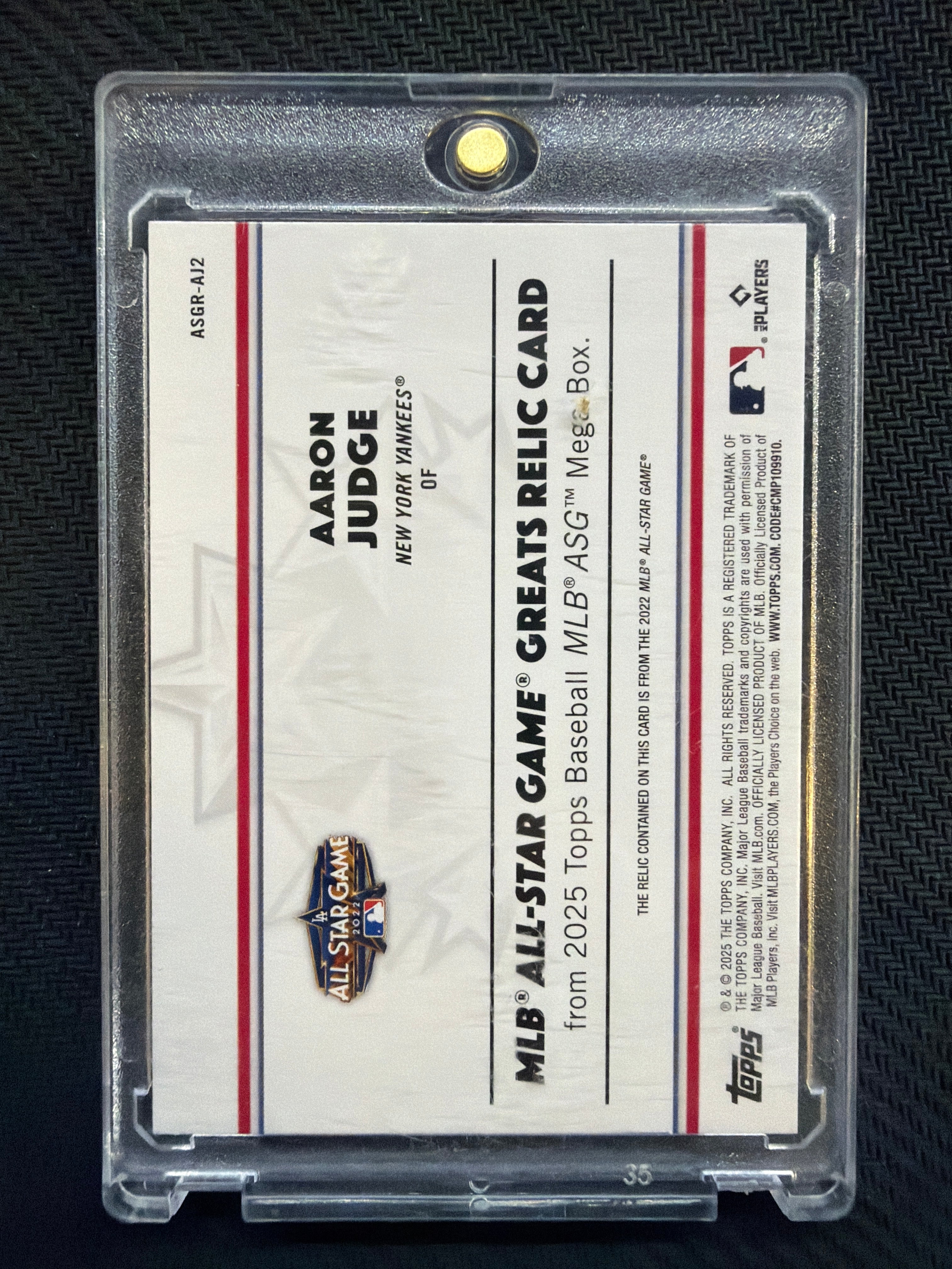 2025 Topps All Star Game Greats Aaron Judge Relic #ASGR-AJ2 Yankees