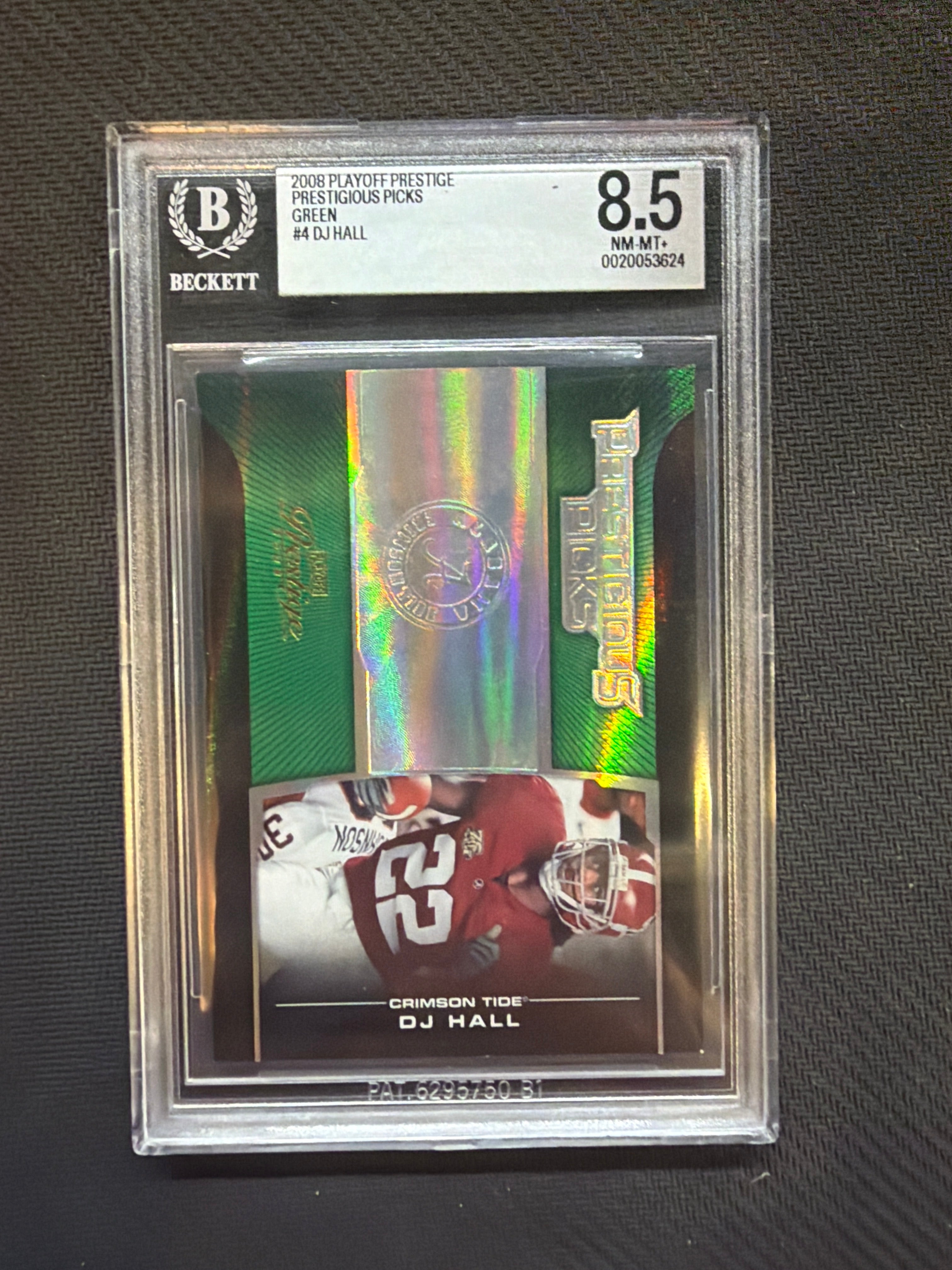 2008 Playoff Prestige DJ Hall Green /100 BGS 8.5 Alabama