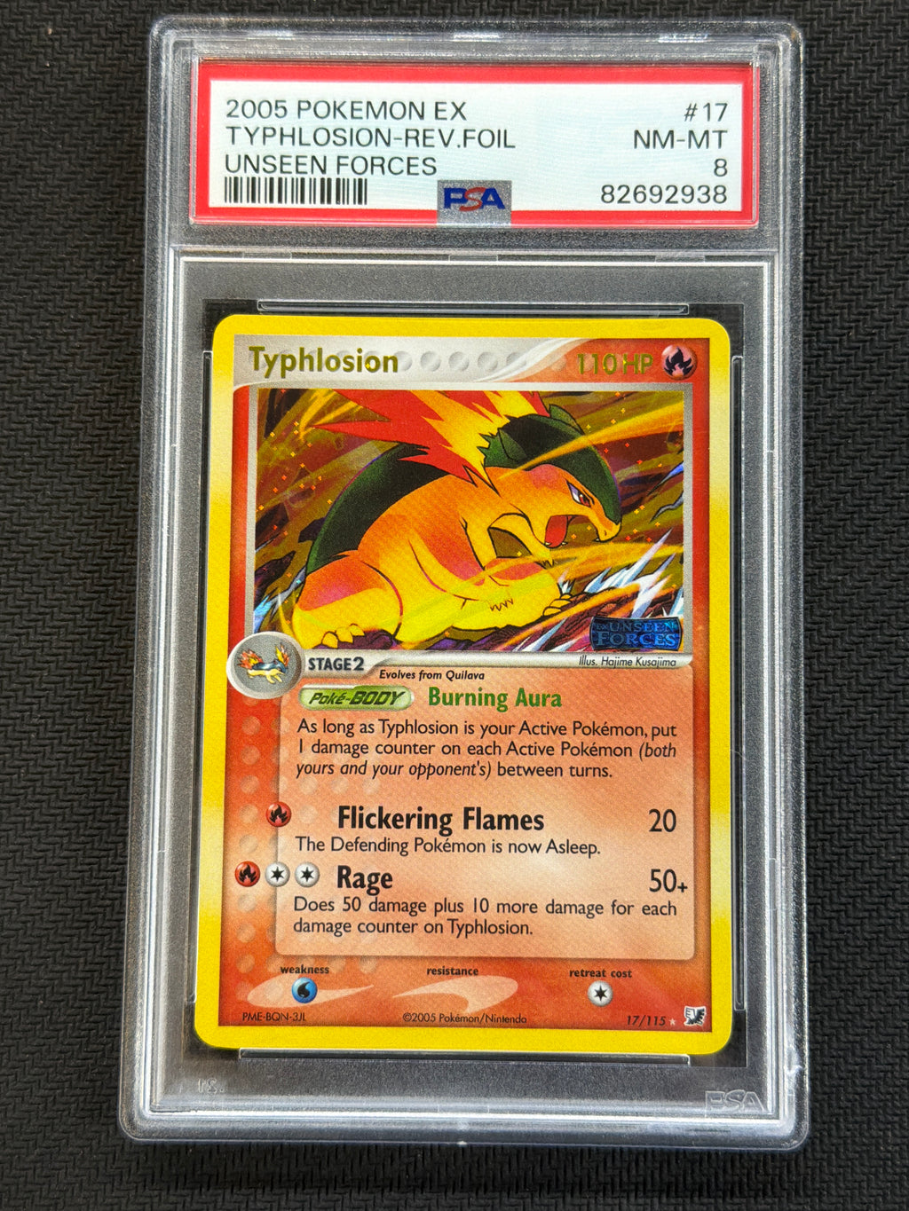 2005 Typhlosion Rev. Foil 17 PSA 8