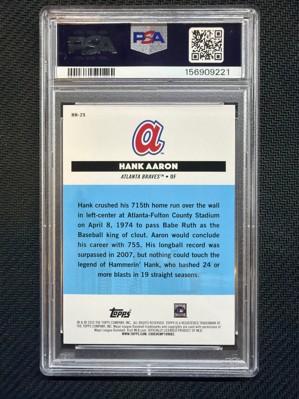 2025 Topps All Star Game Hank Aaron Homegrown Heroes Gold /50 #HH25 PSA 9 Braves