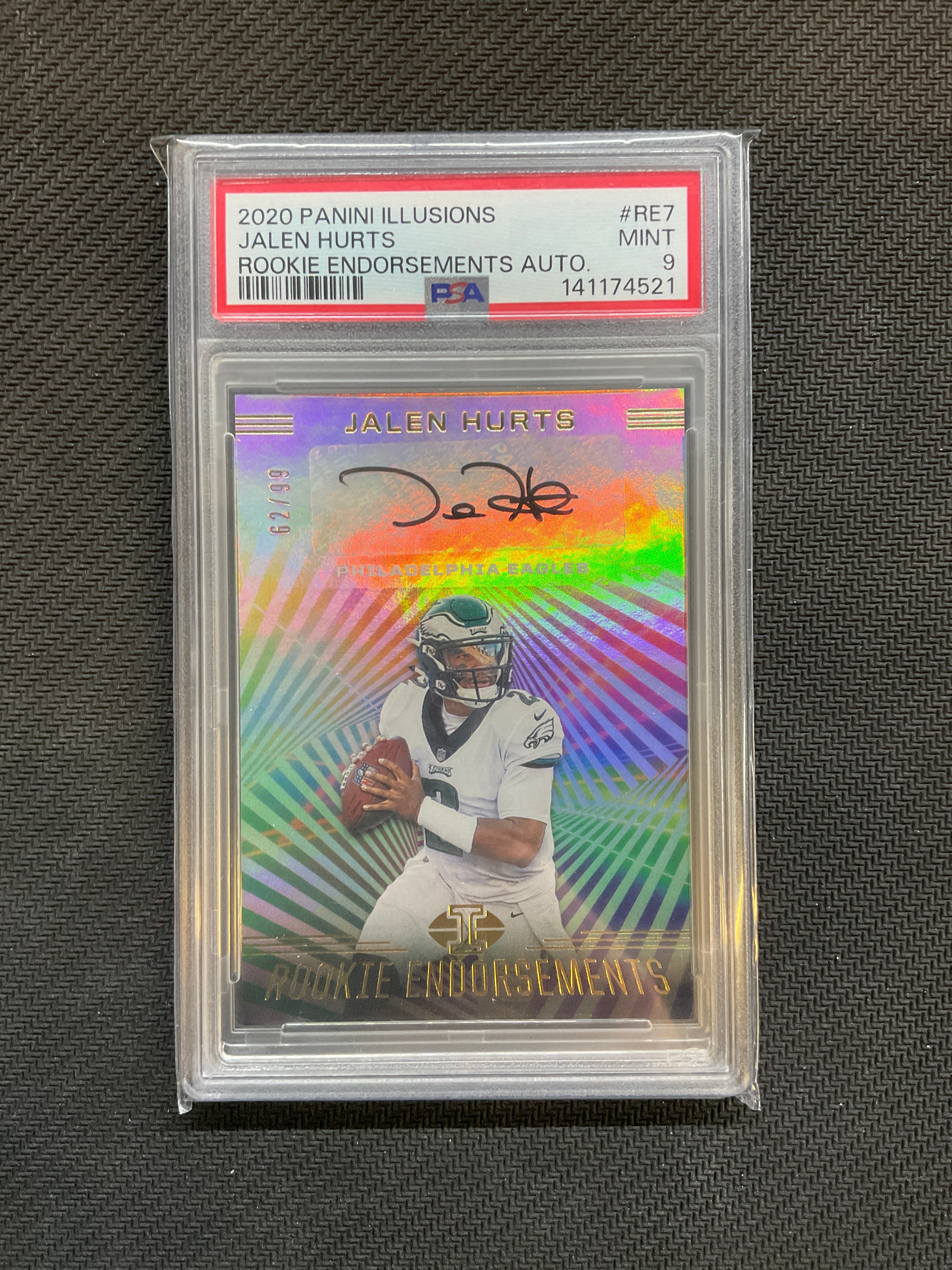 2020 Illusions Jalen Hurts Rookie Auto /99 PSA 9 Eagles