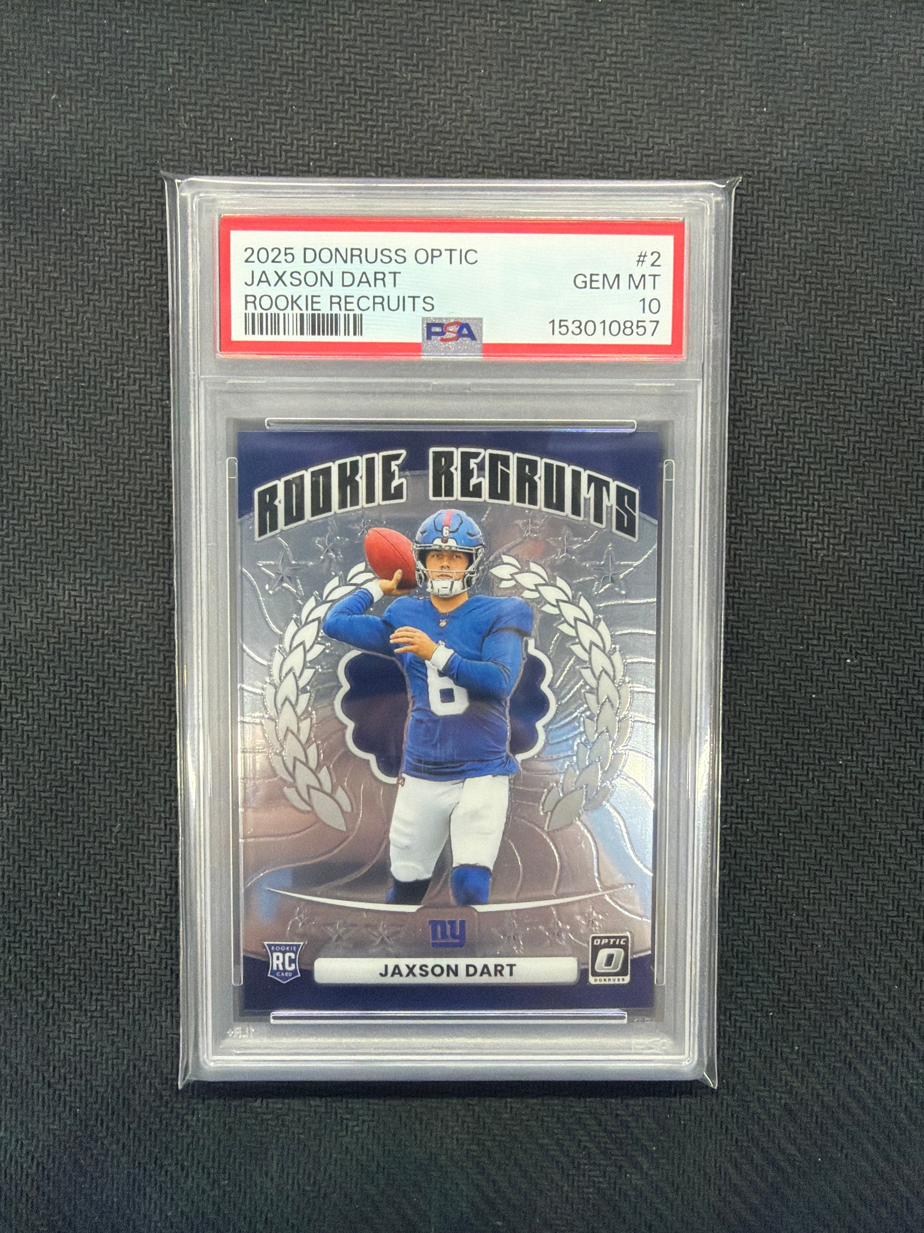 2025 Donruss Optic Jaxson Dart Rookie Recruits #2 PSA 10