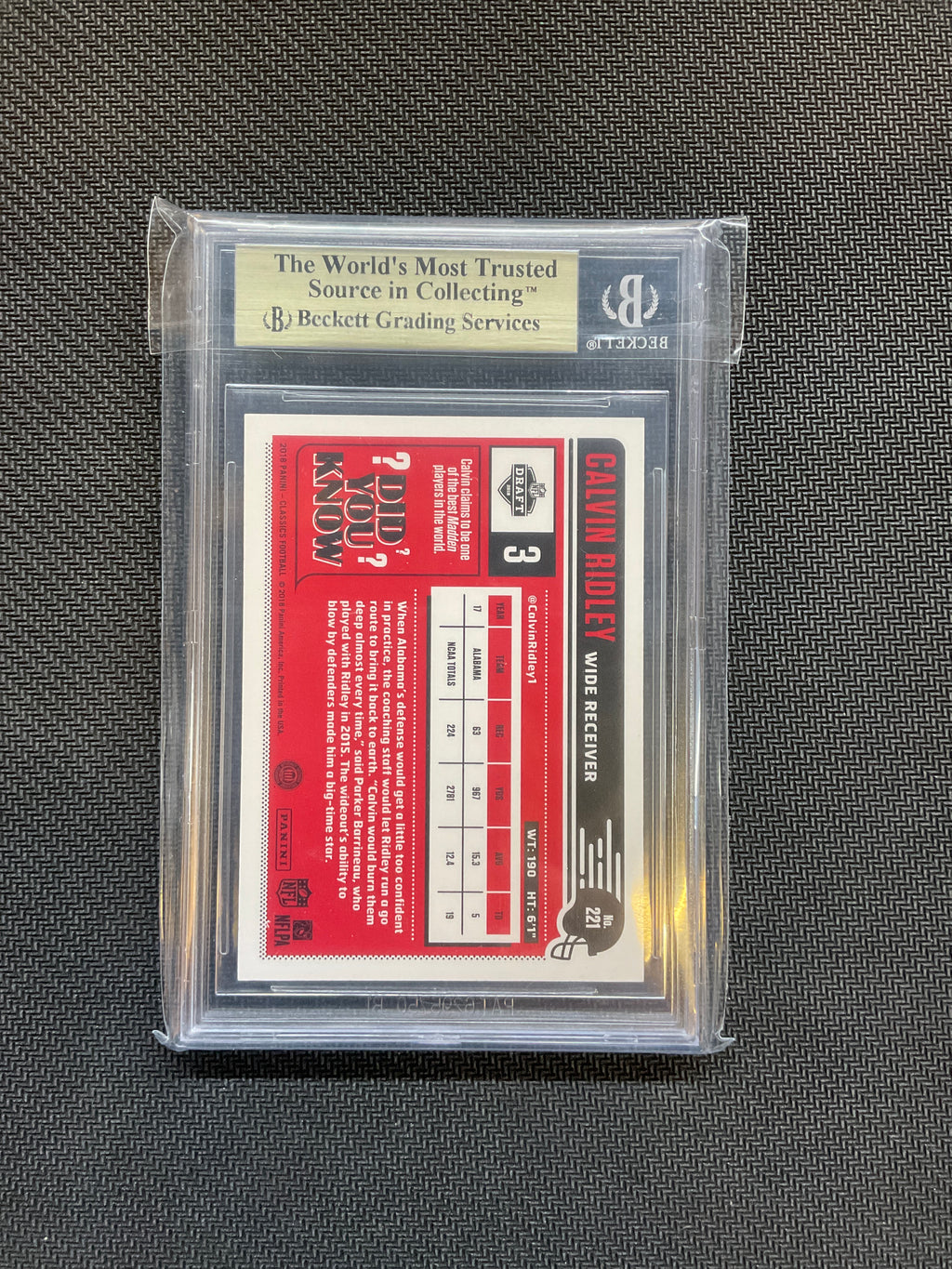2019 Classics Calvin Ridley Red Back /299 BGS 9.5 Alabama