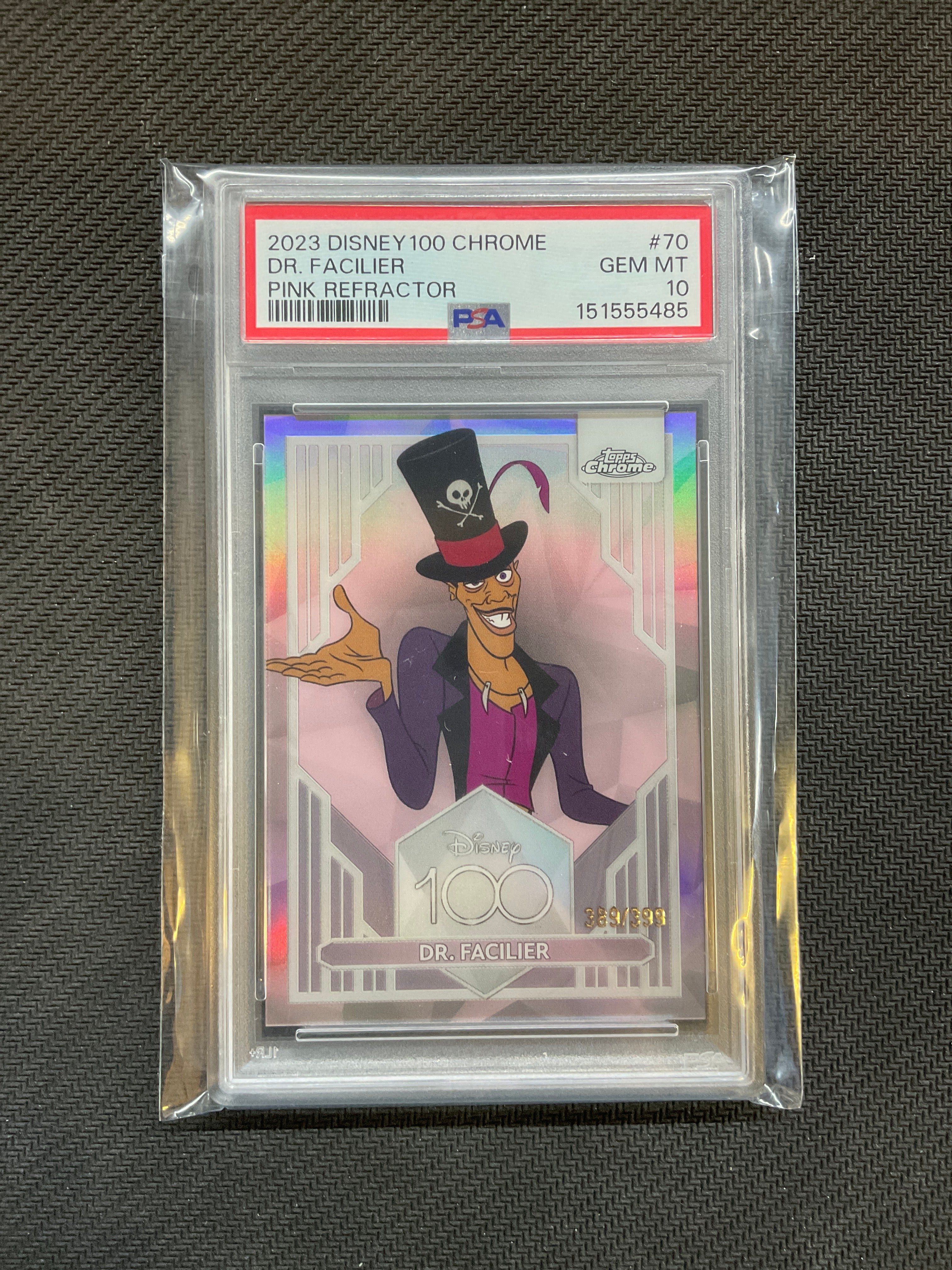 2023 Topps Chrome Disney 100 Dr. Facilier Pink /399 PSA 10 485