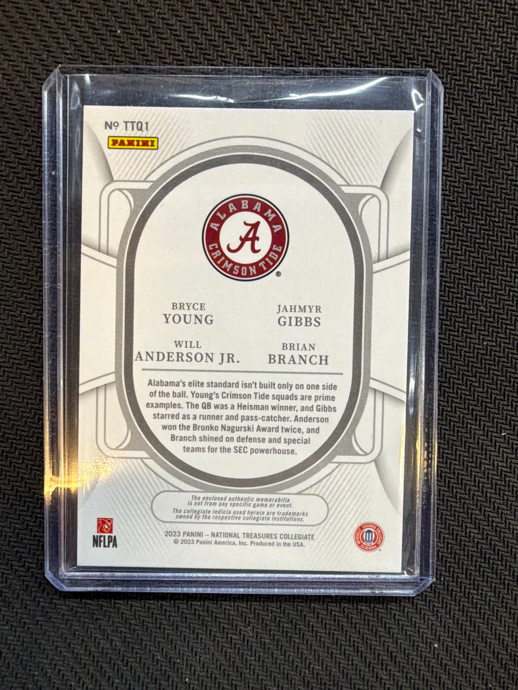 2023 Panini National Treasures Young/Gibbs/Anderson/Branch Alabama Quad Patch /75