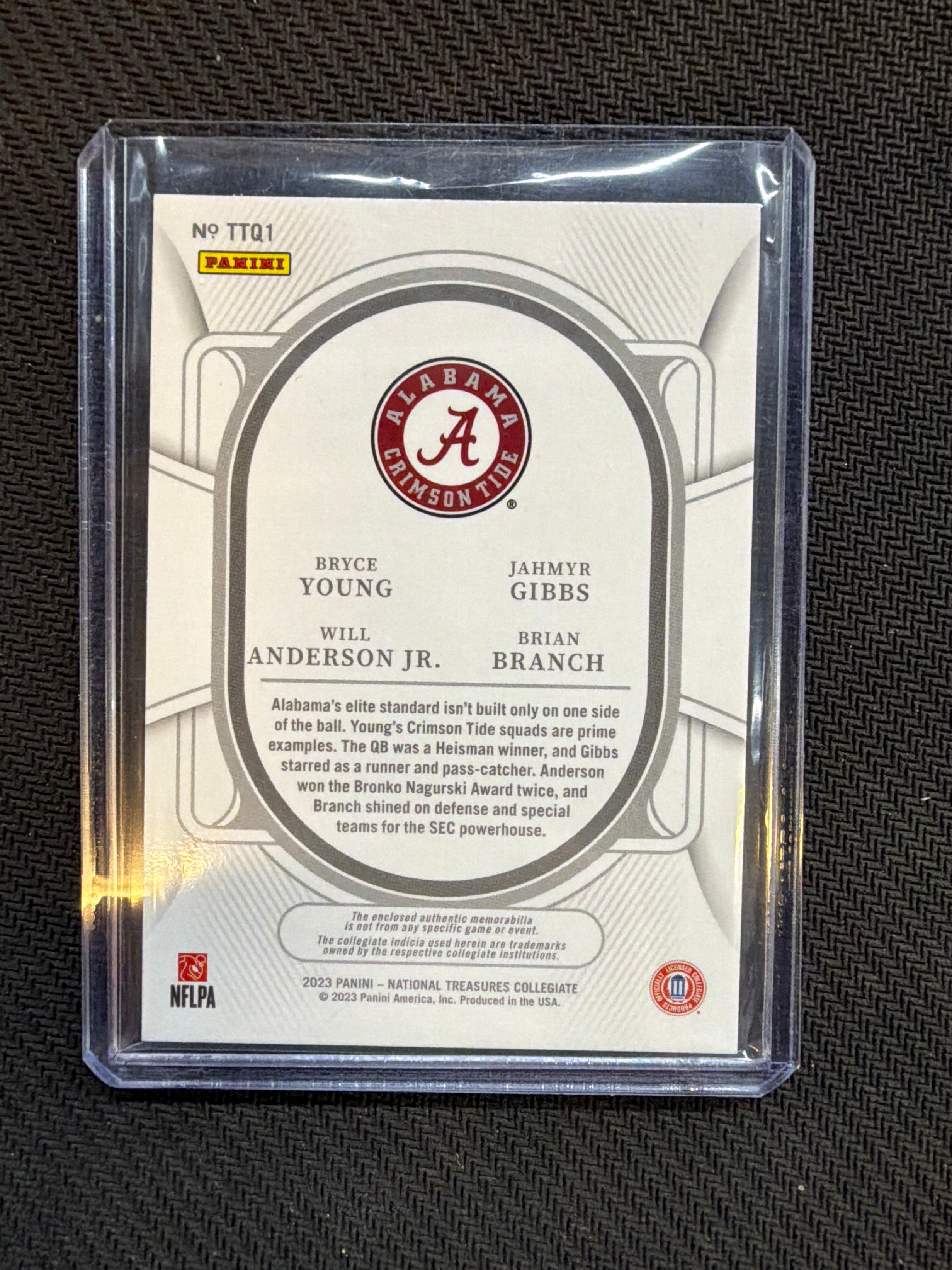 2023 Panini National Treasures Young/Gibbs/Anderson/Branch Alabama Quad Patch /75