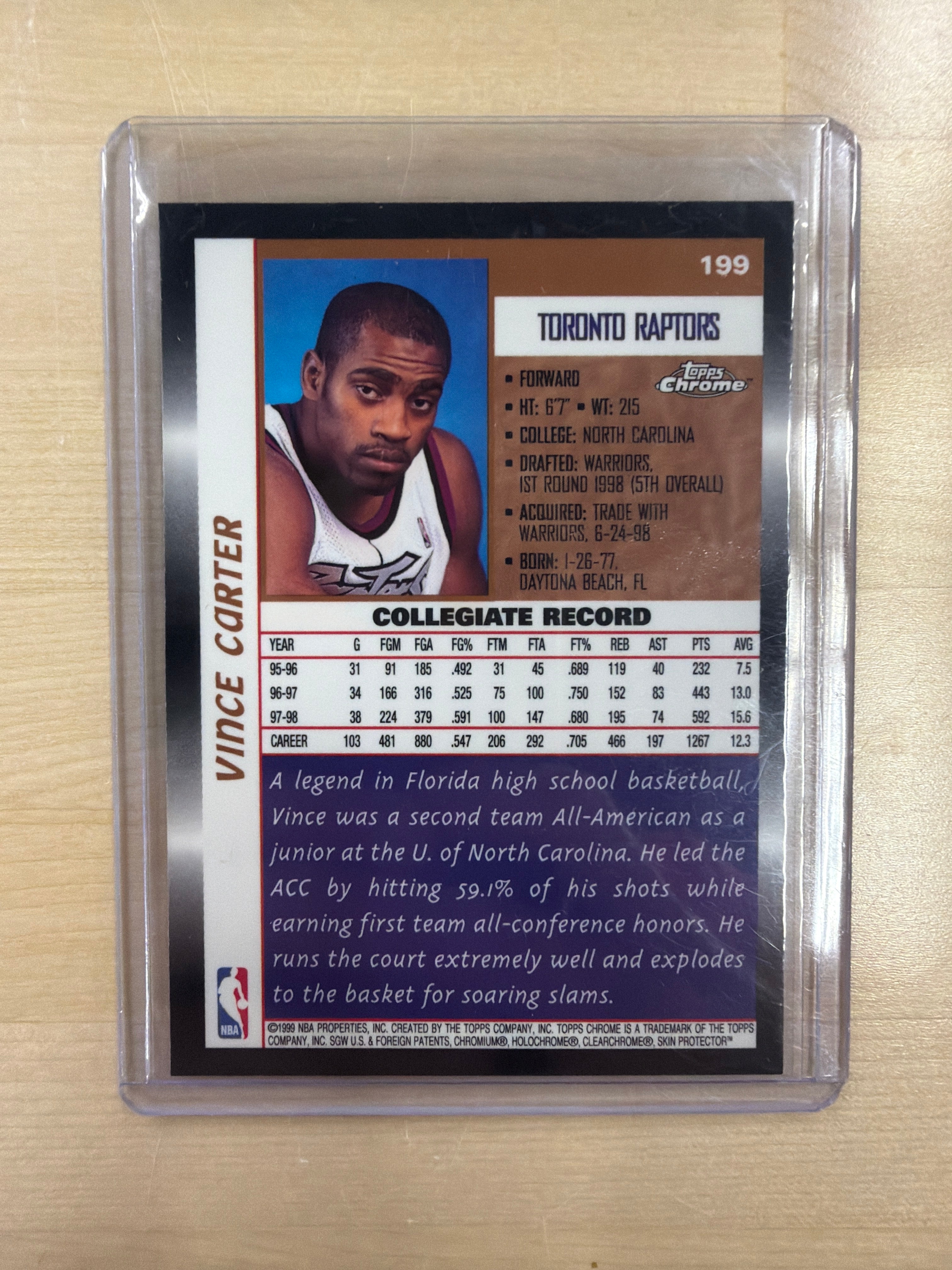 1998-99 Topps Chrome Vince Carter Rookie #199 Raptors