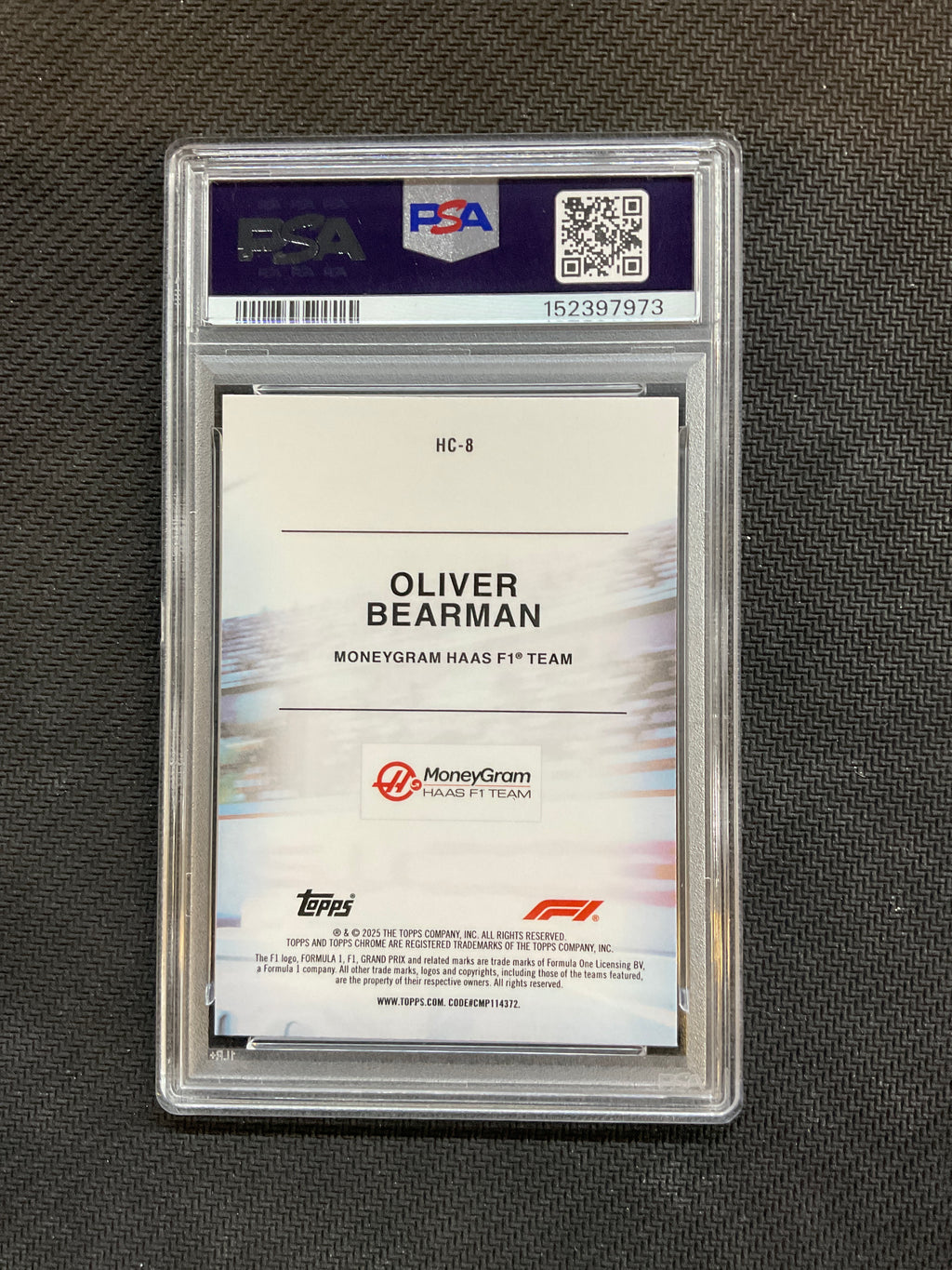 2025 Topps Chrome F1 Oliver Bearman Helmet Collection PSA 9 973