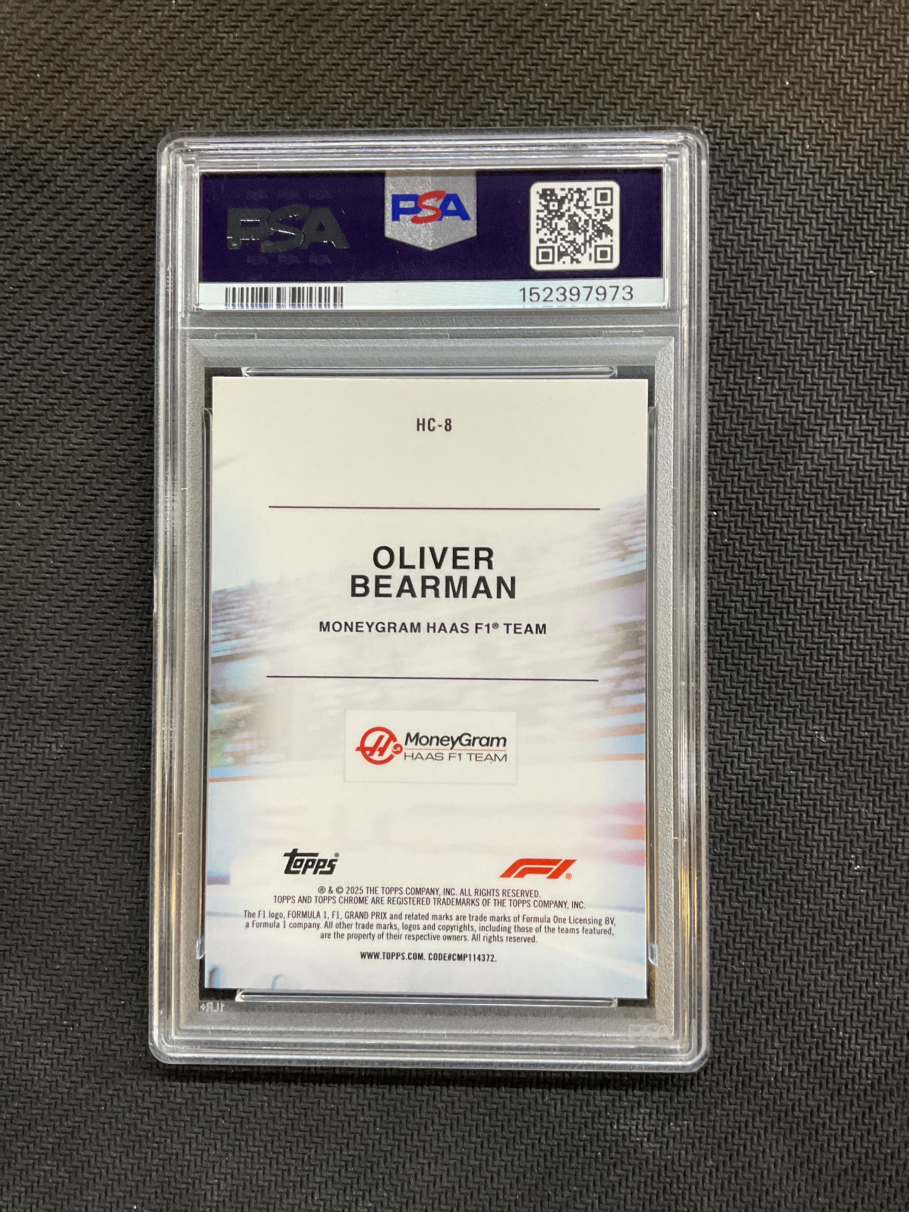 2025 Topps Chrome F1 Oliver Bearman Helmet Collection PSA 9 973