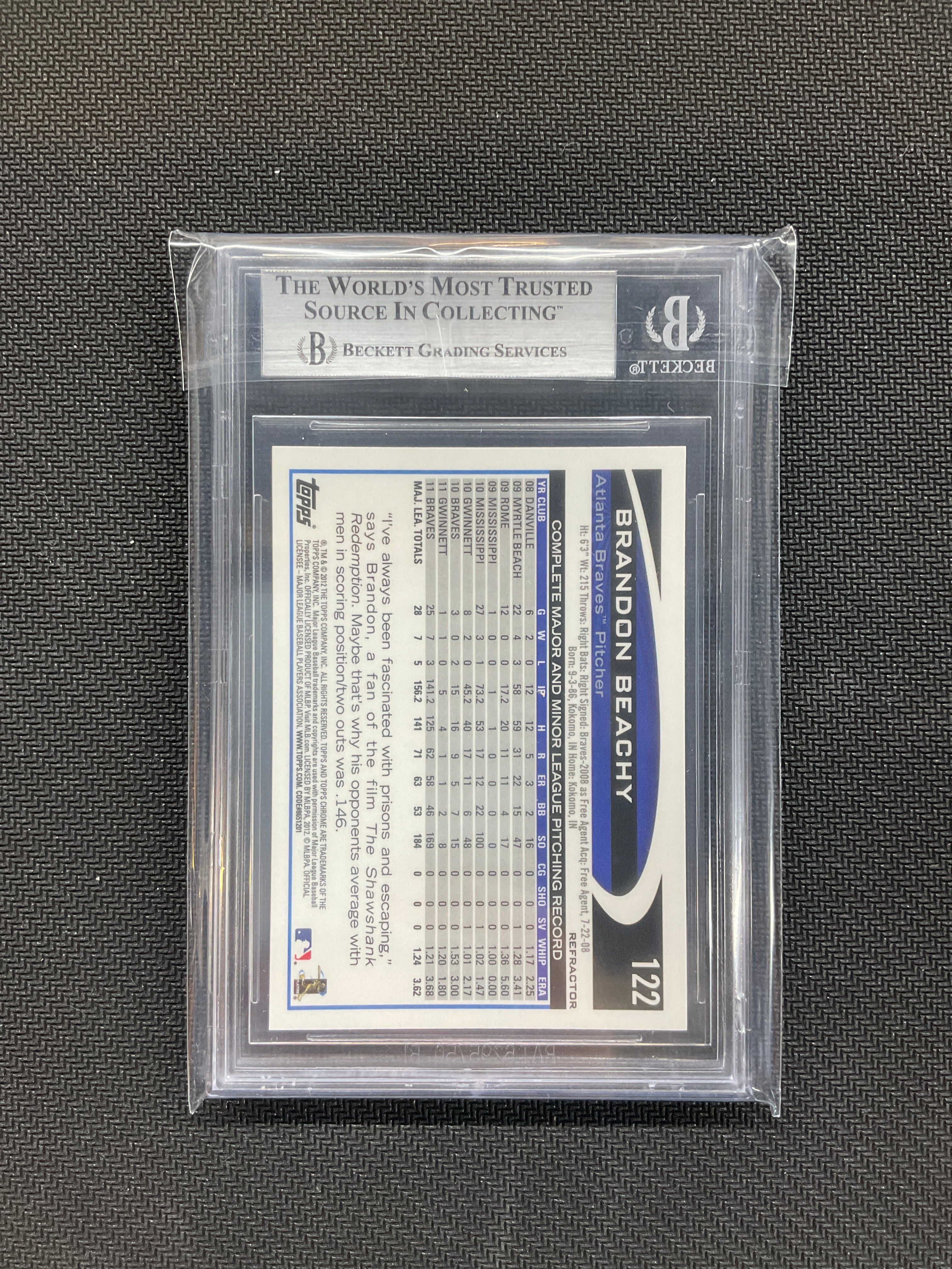 2012 Topps Chrome Brandon Beachy Purple Refractor BGS 9 Braves
