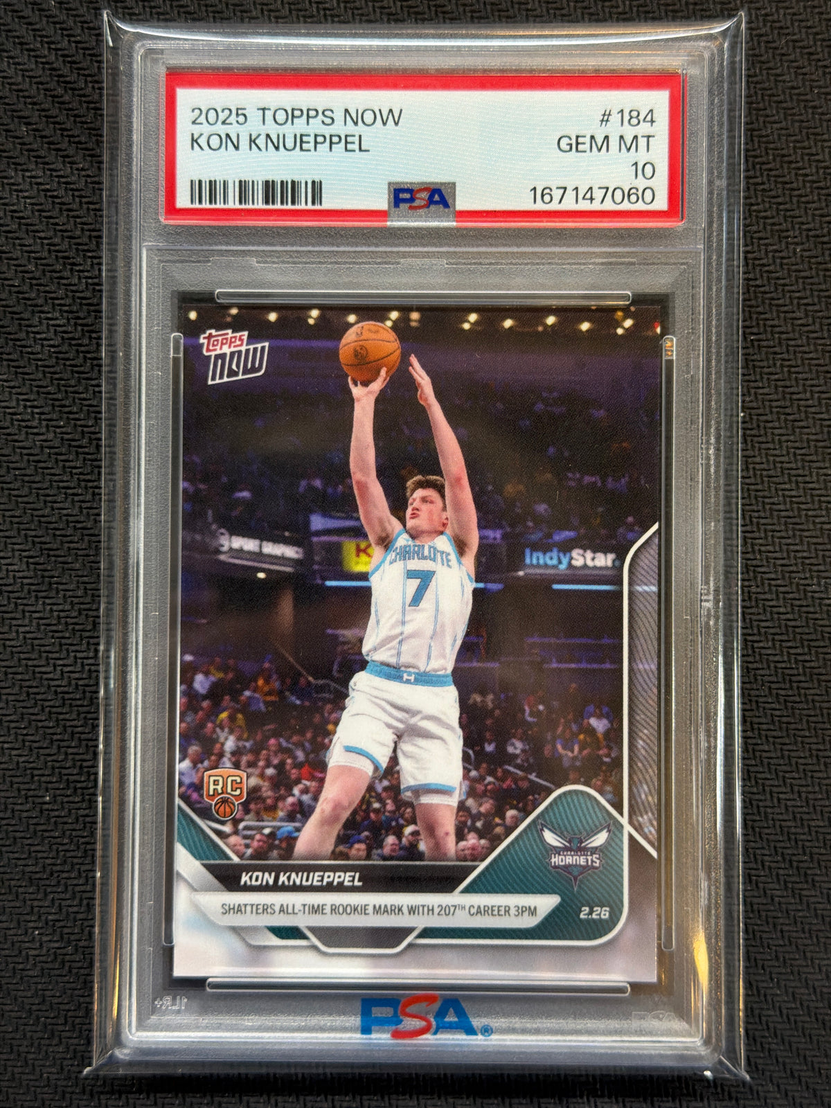2025/26 Topps Now Kon Knueppel Rookie #184 Career 3PM PSA 10 060