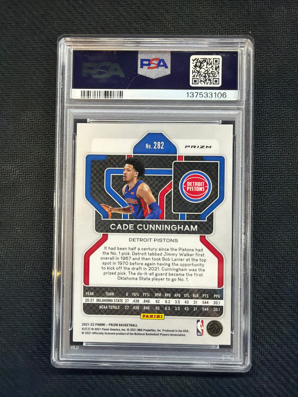 2021 Prizm Cade Cunningham #282 Rookie PSA 9 Silver Pistons