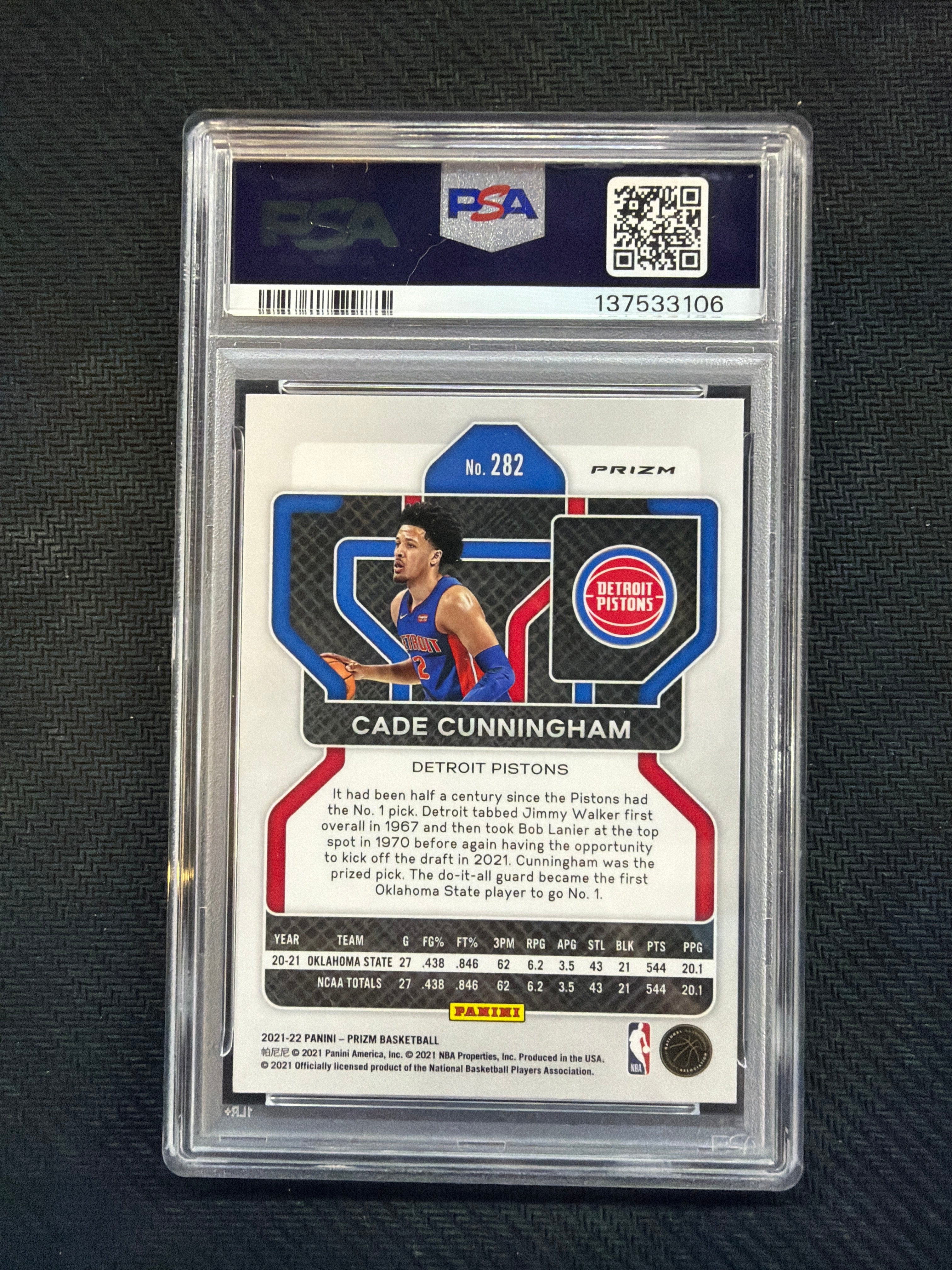 2021 Prizm Cade Cunningham #282 Rookie PSA 9 Silver Pistons
