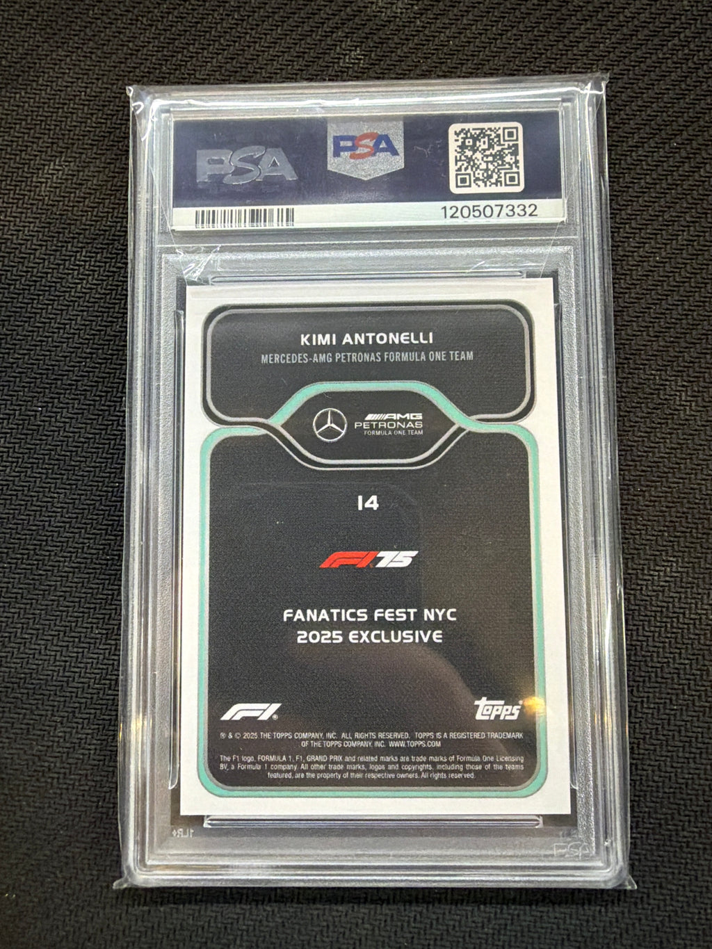 2025 Topps F1 Fanatics Fest Kimi Antonelli Orange /25 PSA 10