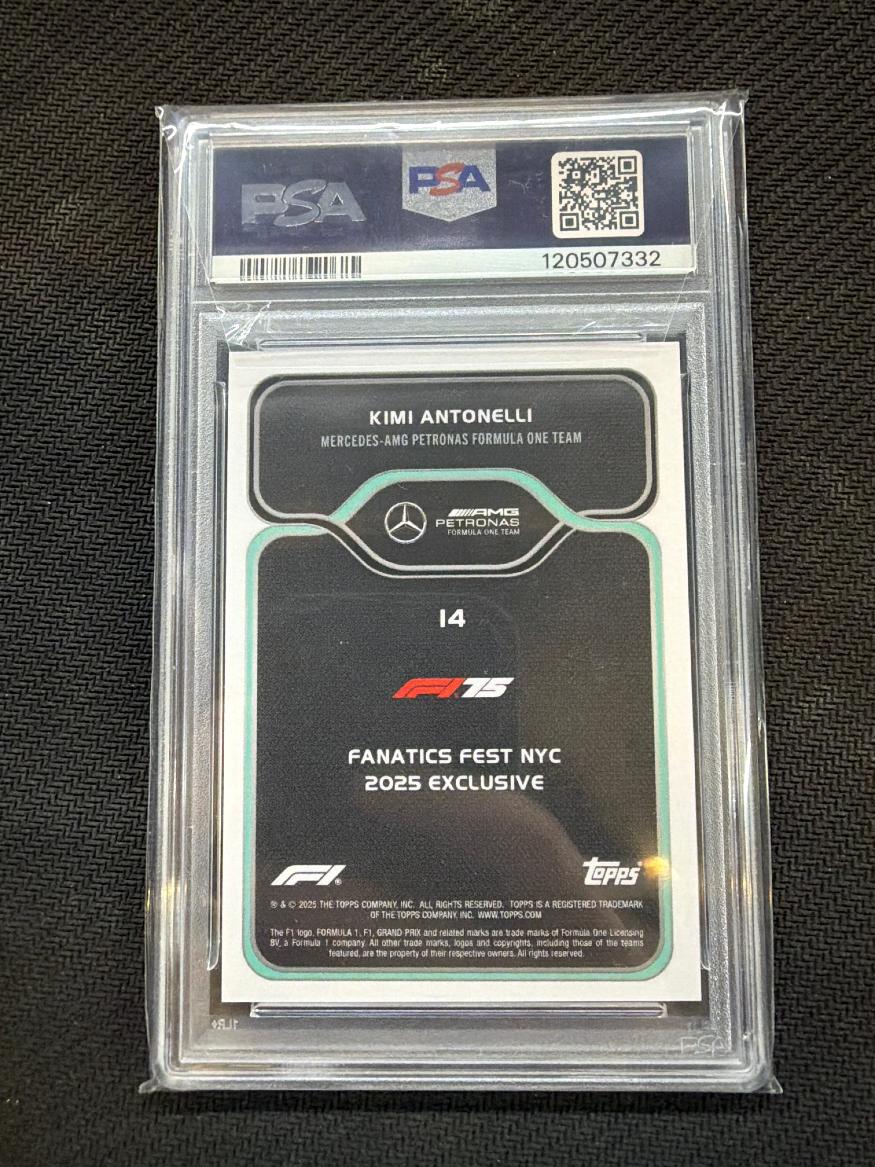 2025 Topps F1 Fanatics Fest Kimi Antonelli Orange /25 PSA 10