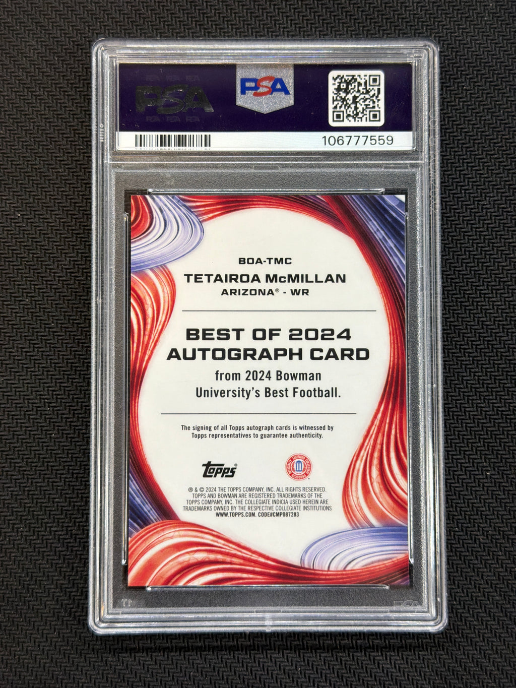 2024 Bowman U Best Tetairoa McMillan Rookie Auto Orange /25 PSA 10 559