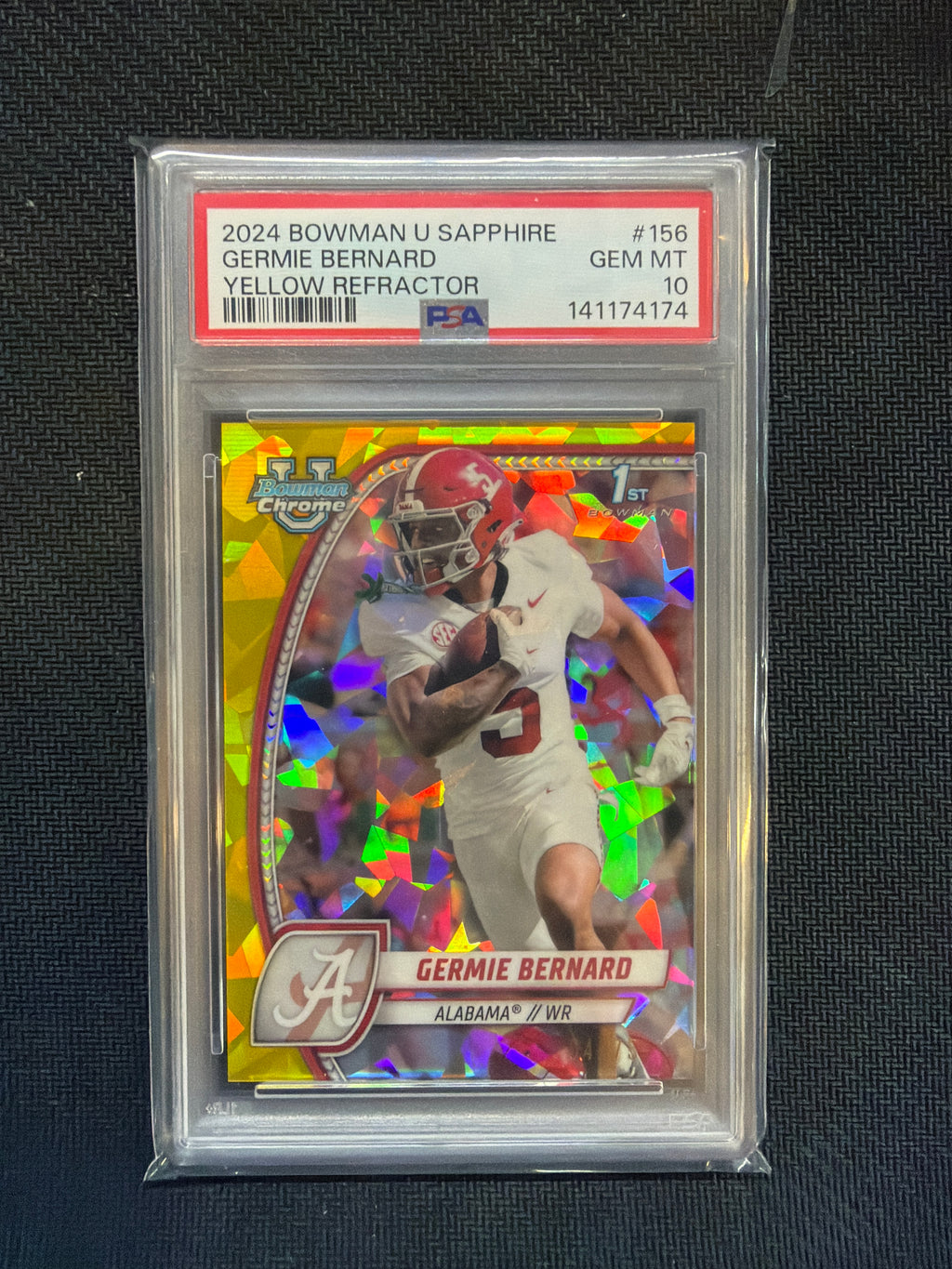 2024 Bowman U Sapphire Germie Bernard Yellow /75 PSA 10 Alabama