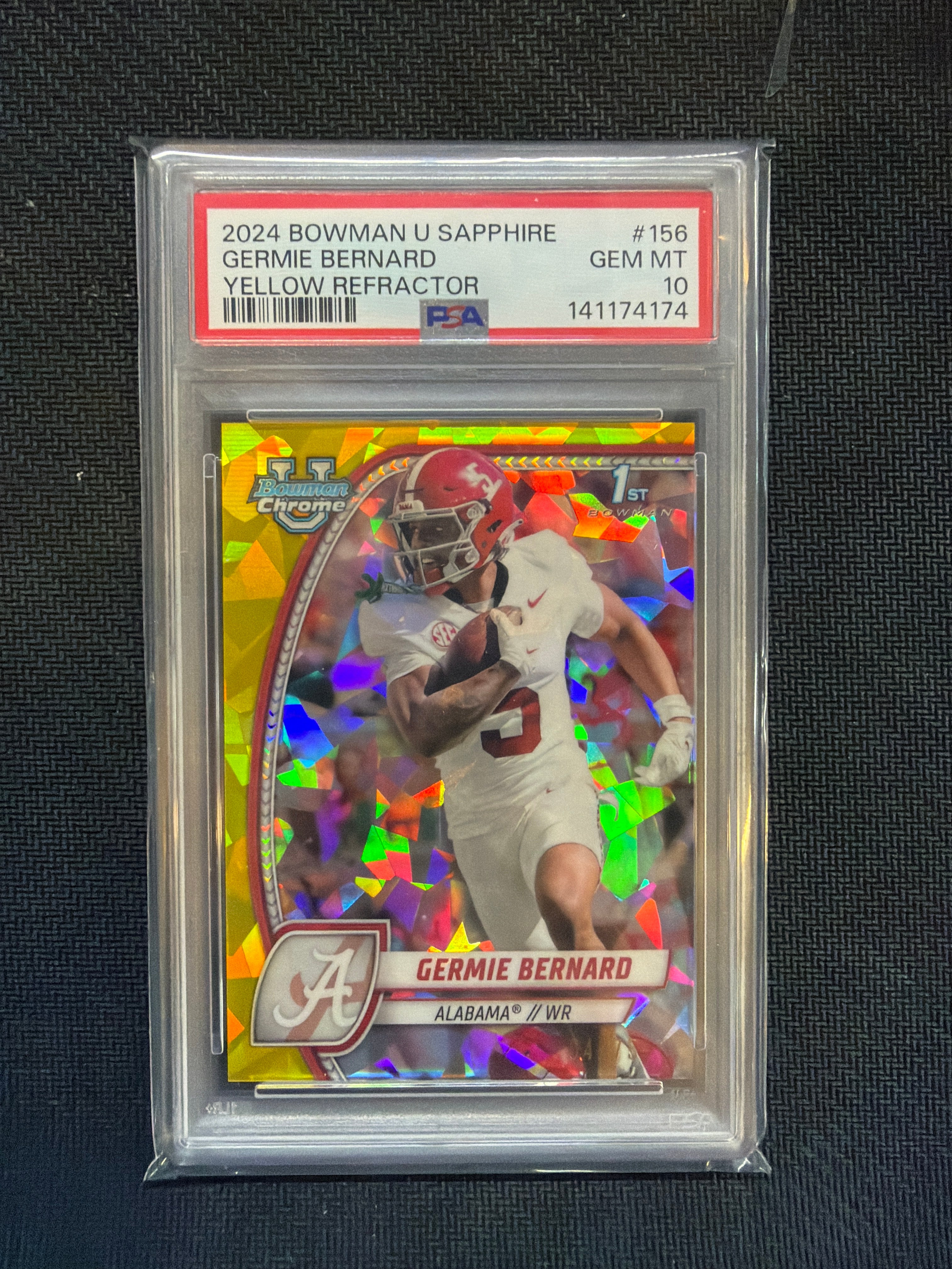 2024 Bowman U Sapphire Germie Bernard Yellow /75 PSA 10 Alabama