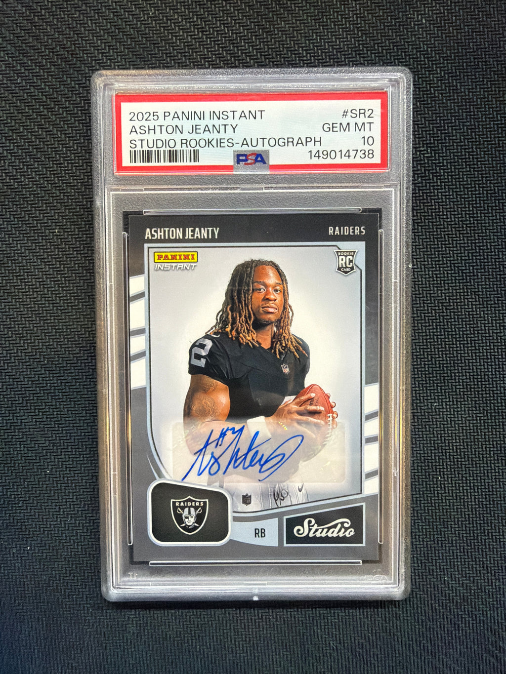 2025 Panini Instant Ashton Jeanty Rookie Auto PSA 10 Raiders /99 738