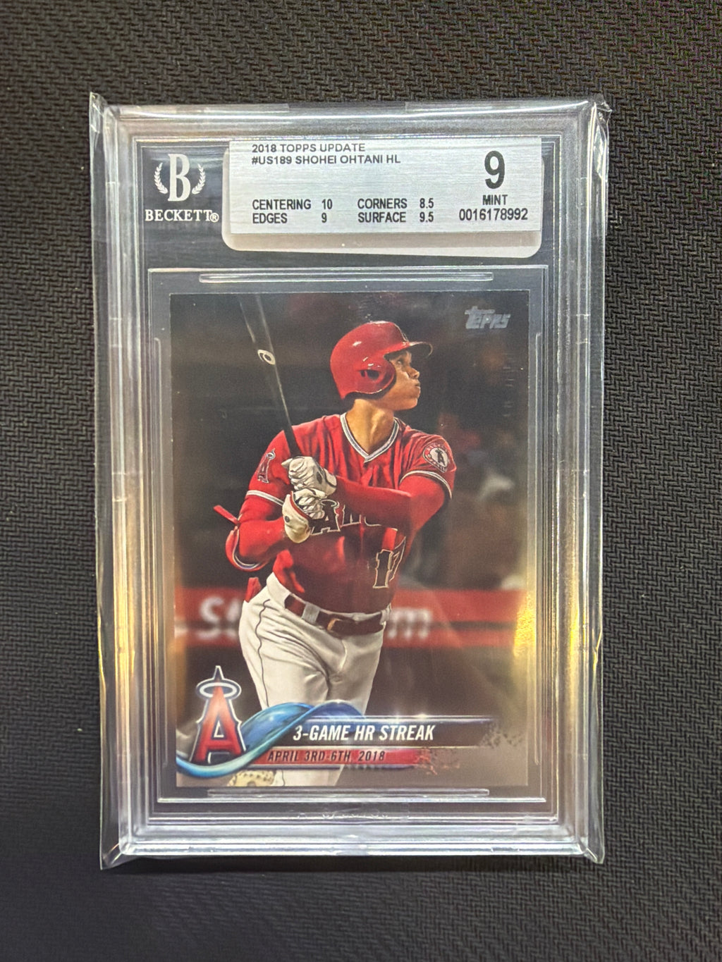 2018 Topps Update Shohei Ohtani 3 Game HR Streak BGS 9 Rookie Angels