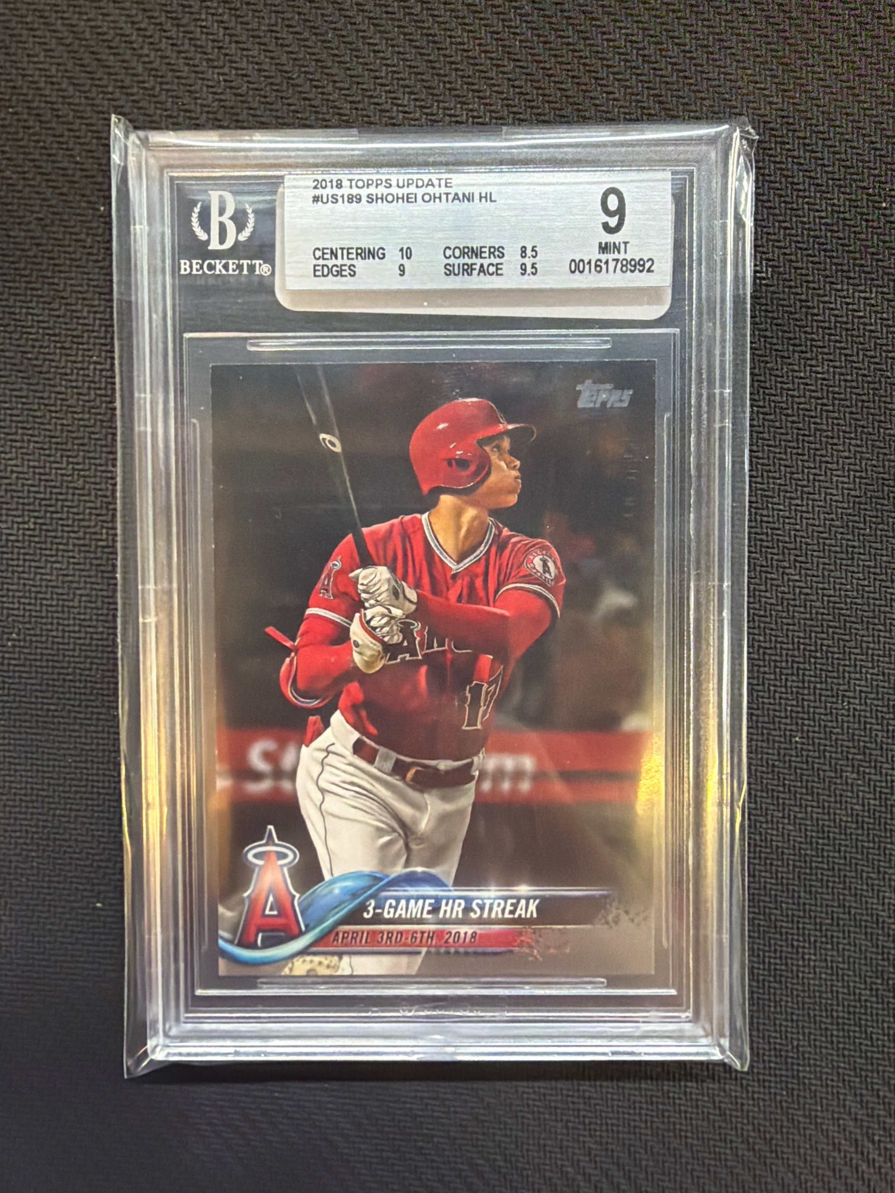 2018 Topps Update Shohei Ohtani 3 Game HR Streak BGS 9 Rookie Angels