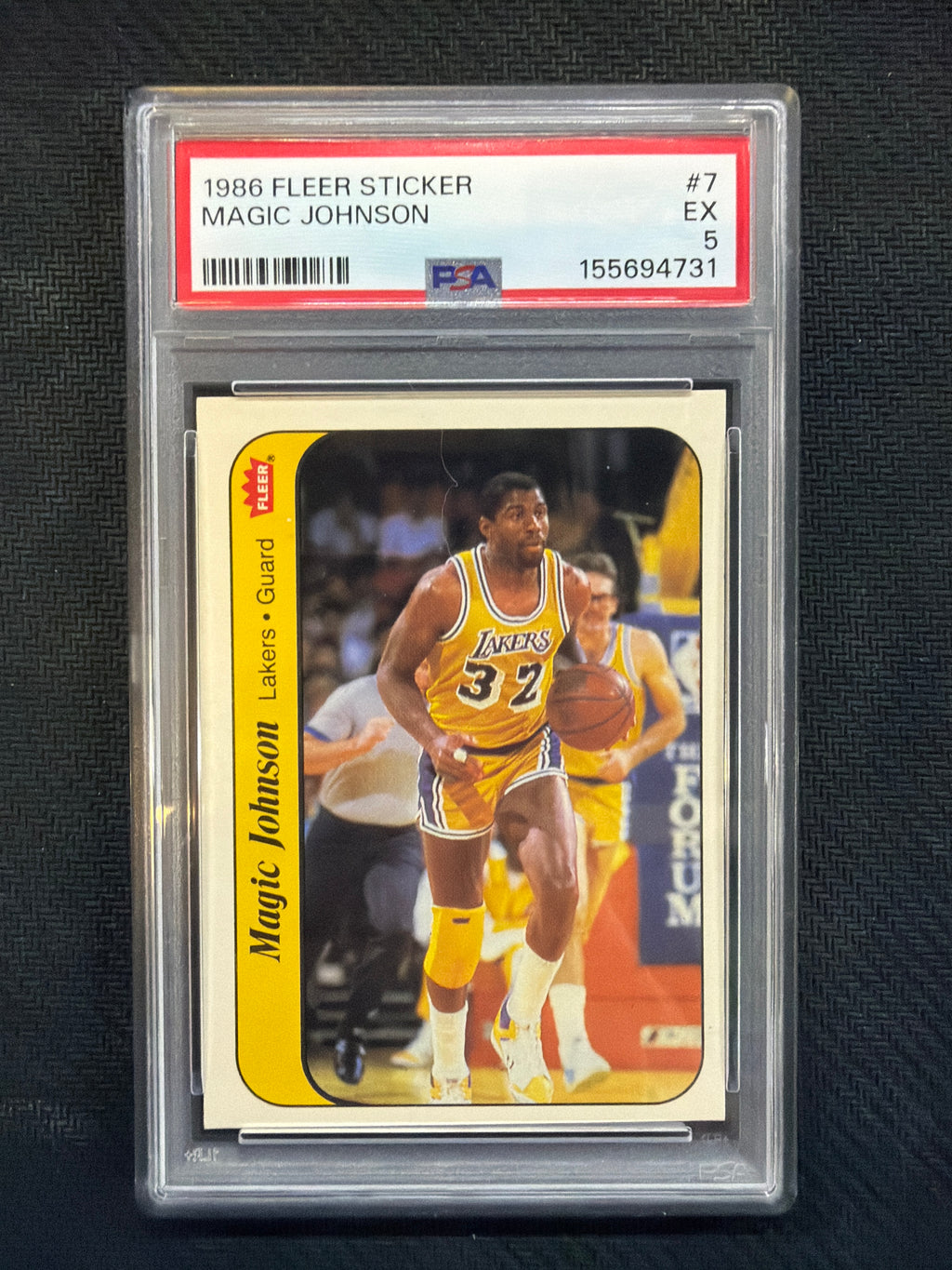 1986 Fleer Sticker Magic Johnson #7 PSA 5 Lakers  731