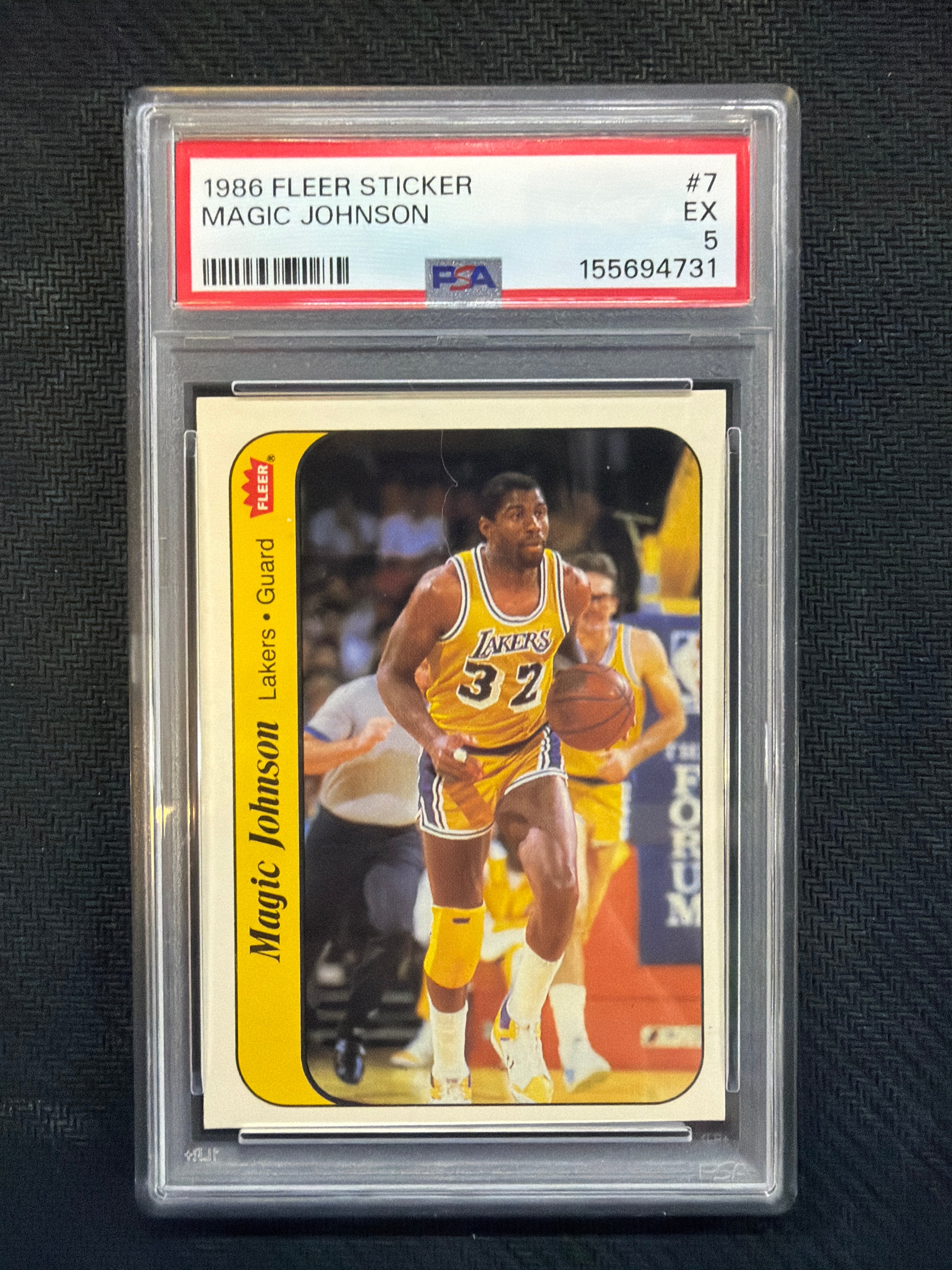 1986 Fleer Sticker Magic Johnson #7 PSA 5 Lakers  731