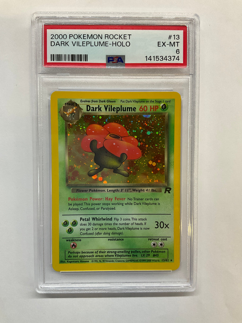 2000 Pokemon Team Rocket Dark Vileplume Holo #13 PSA 6