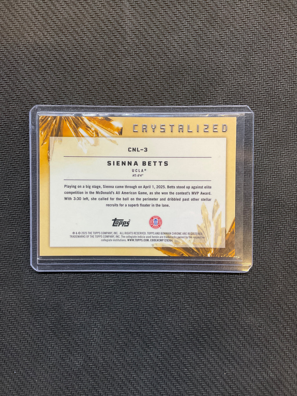 2025 Bowman U Sienna Betts Crystalized Orange /25 UCLA