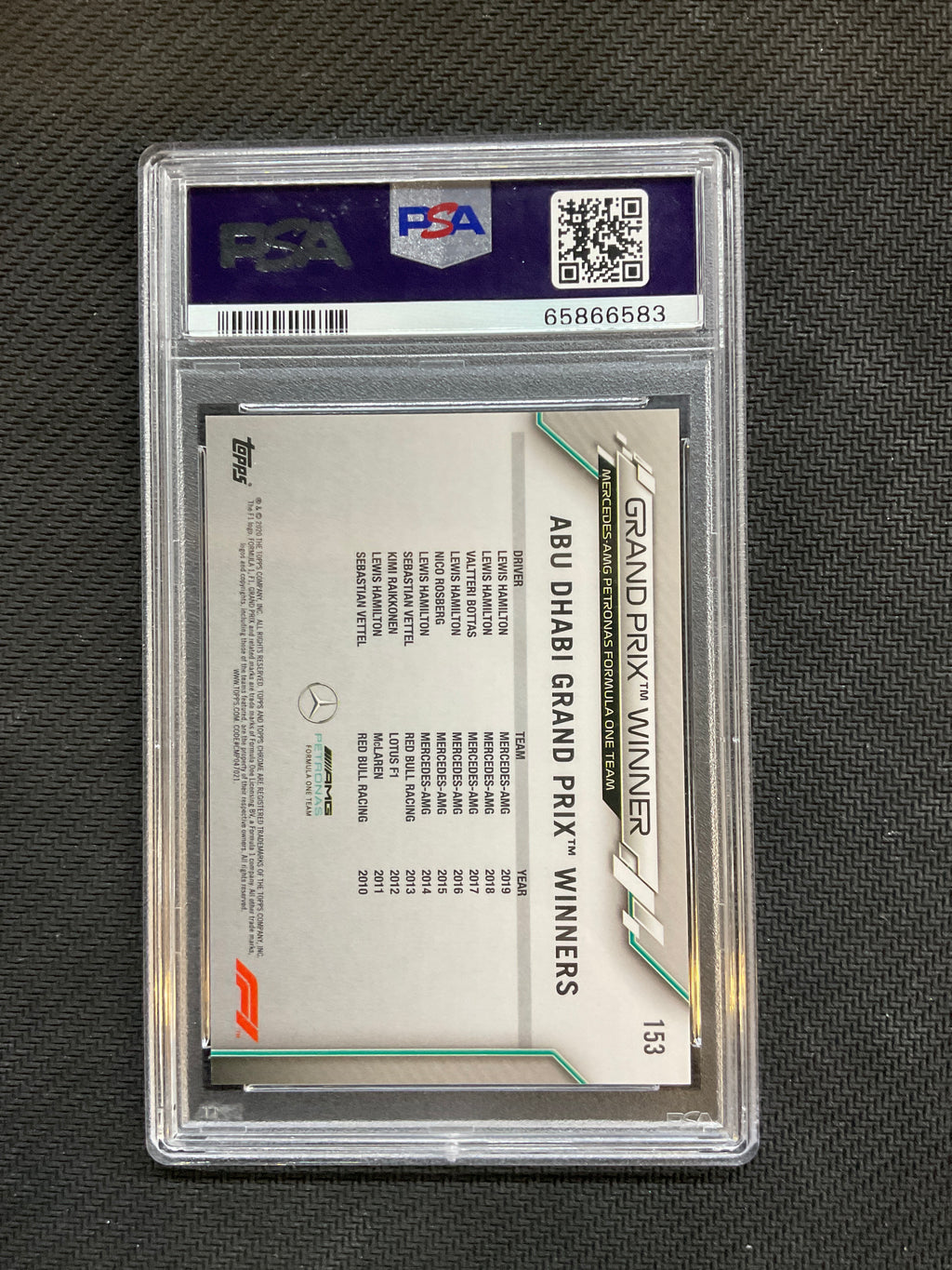 2020 Topps Chrome F1 Sapphire Lewis Hamilton #153 PSA 10 583
