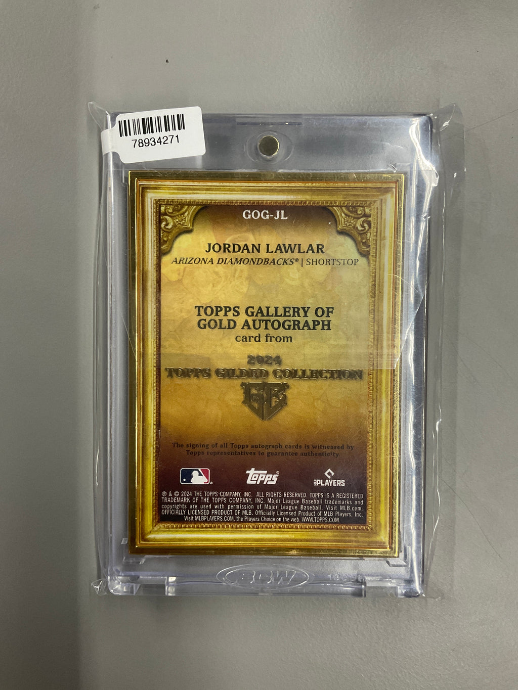 2024 Topps Gilded Jordan Lawlar Gold Frame Rookie Auto /5 Diamondbacks