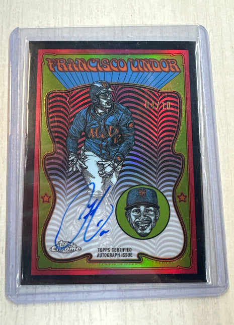 2025 Topps Chrome Ultra Voilet Francisco Lindor Black Auto /10 Mets