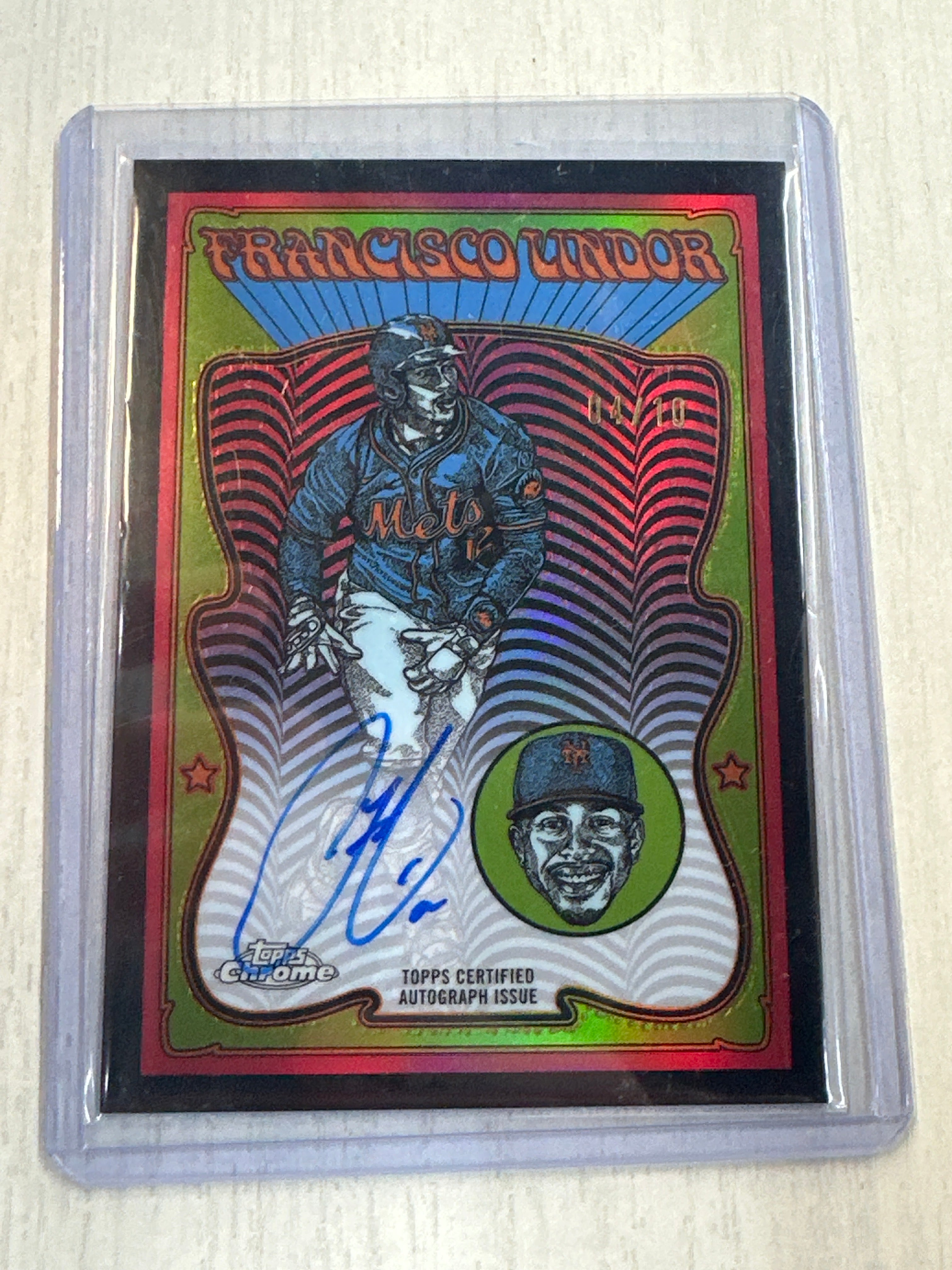2025 Topps Chrome Ultra Voilet Francisco Lindor Black Auto /10 Mets