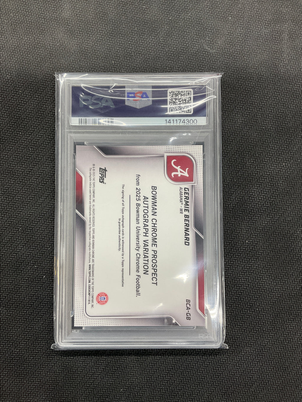 2025 Bowman U Chrome Germie Bernard Gold Auto /50 PSA 10 Alabama