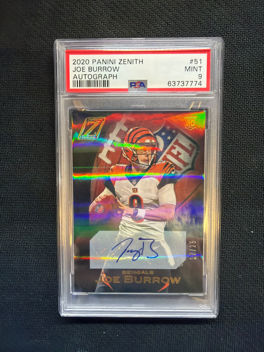 2020 Zenith Joe Burrow Rookie Auto PSA 9 Bengals