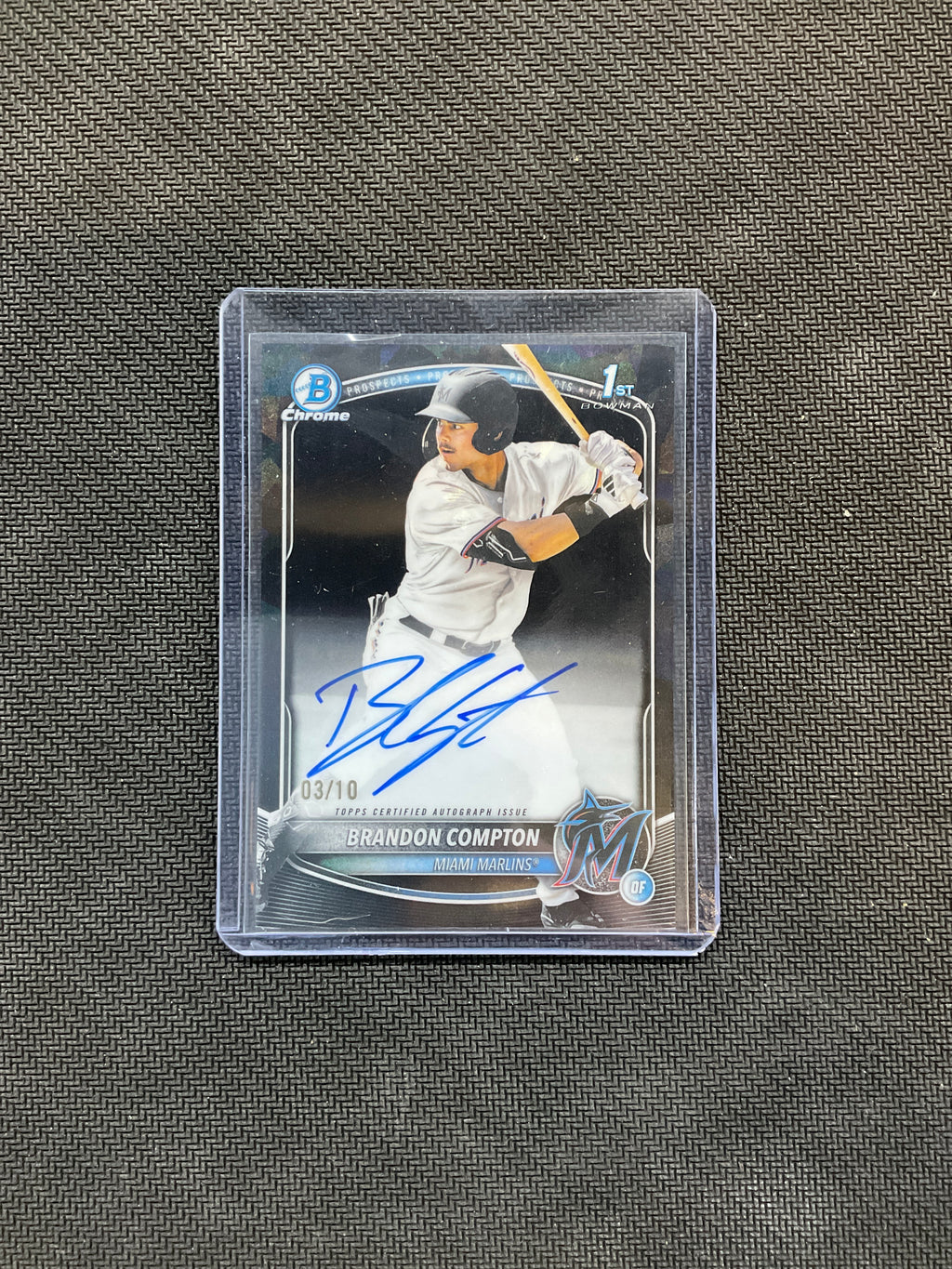 2025 Bowman Sapphire Brandin Compton Black Auto /10 Marlins