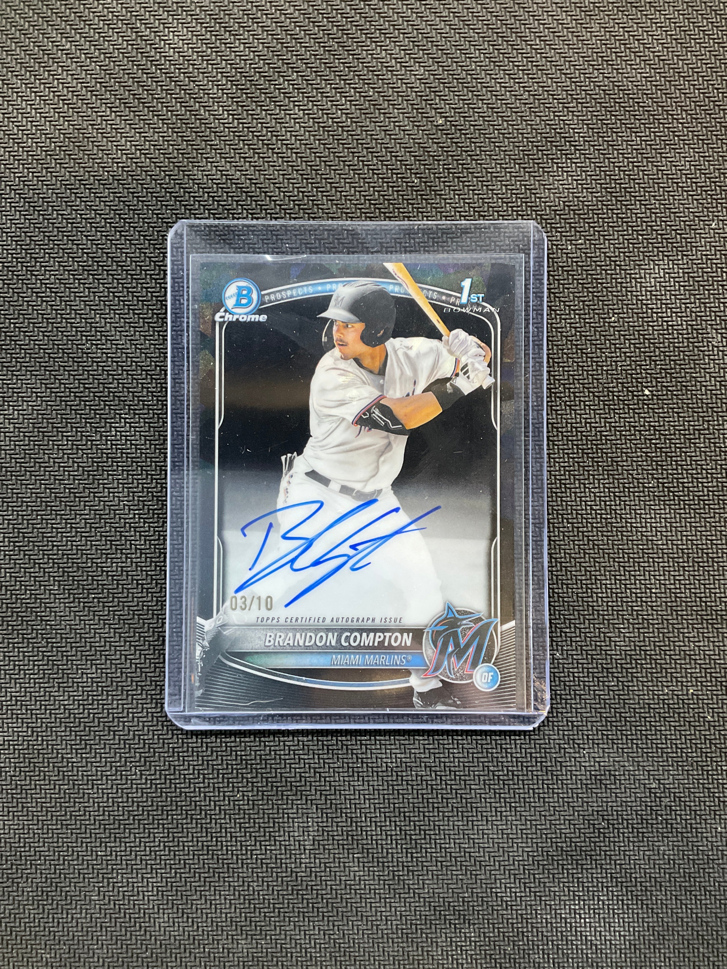 2025 Bowman Sapphire Brandin Compton Black Auto /10 Marlins