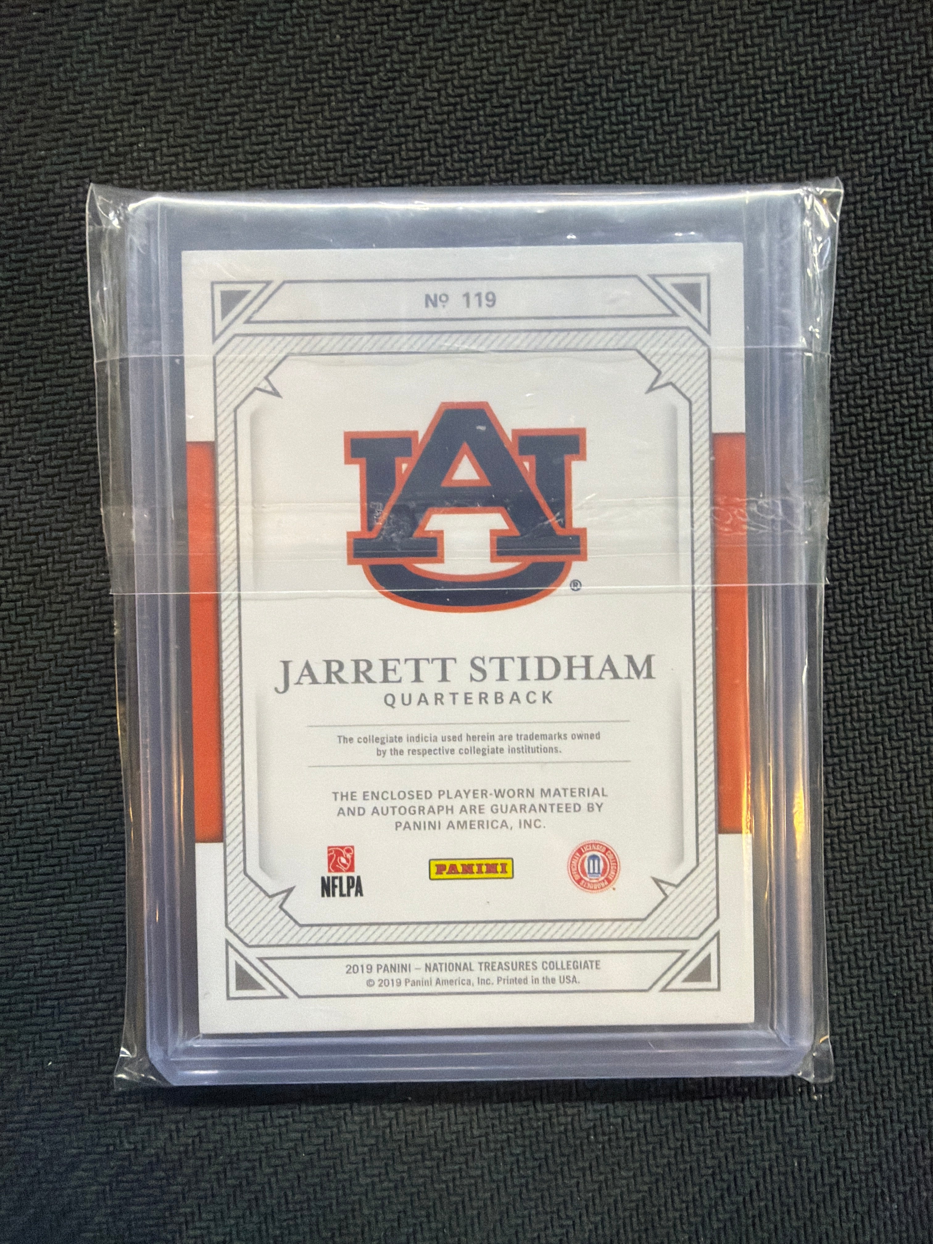 2019 National Treasures Jarrett Stidham College Materials Signatures RPA /5 Auburn