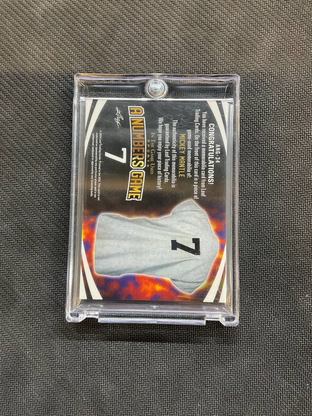 2024 Leaf A Numbers Game Mickey Mantle In The Game Used Sports