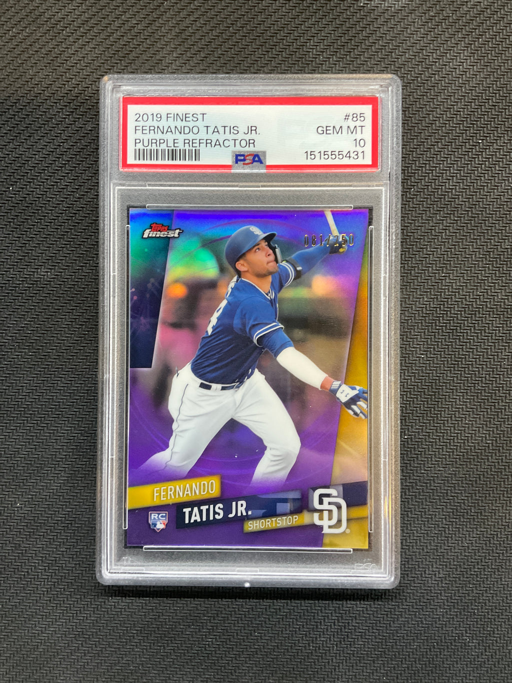 2019 Topps Finest Fernando Tatis Jr. Purple /250 PSA 10