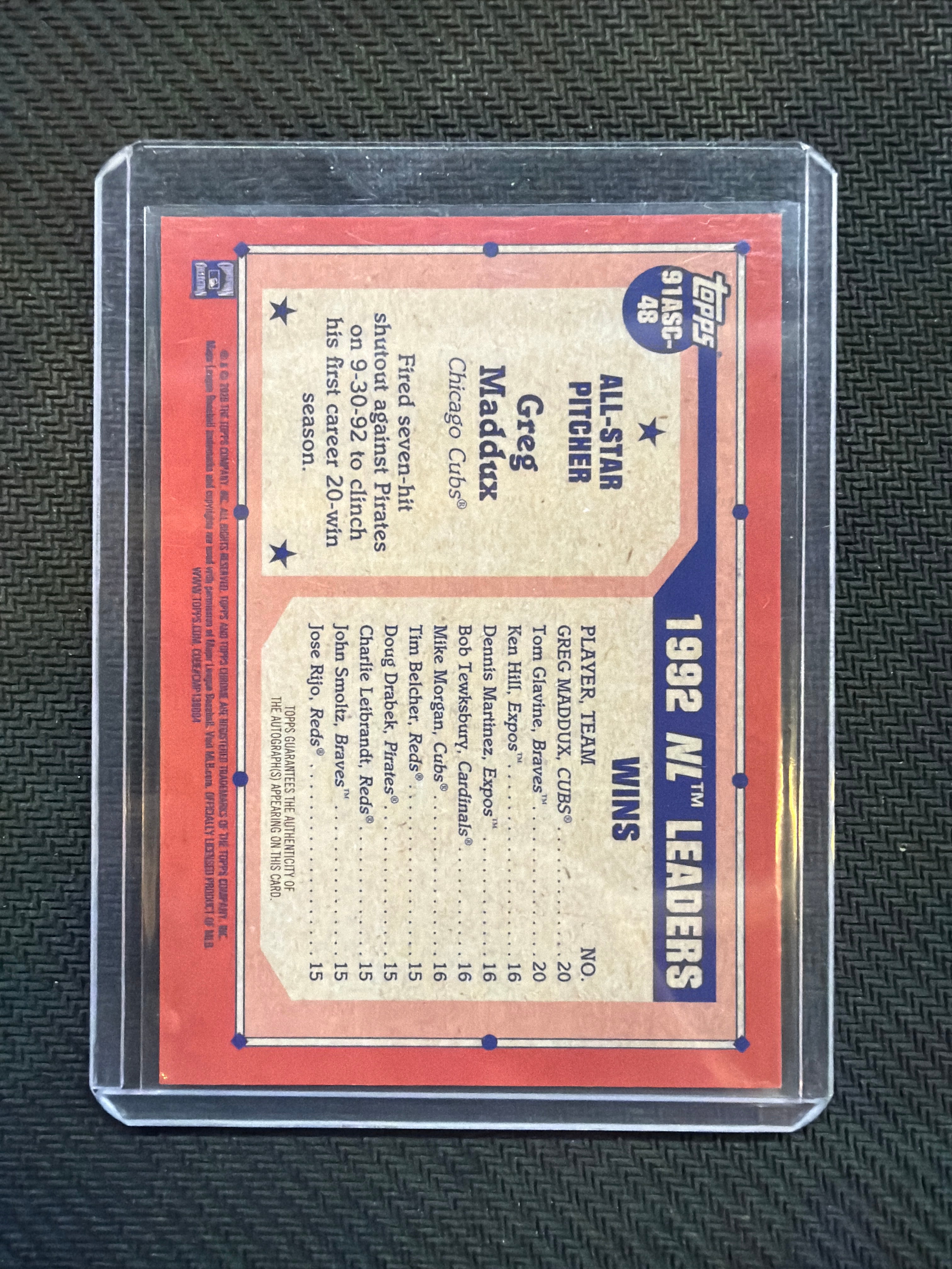 2026 Topps Chrome Greg Maddux All Star Auto Gold /50