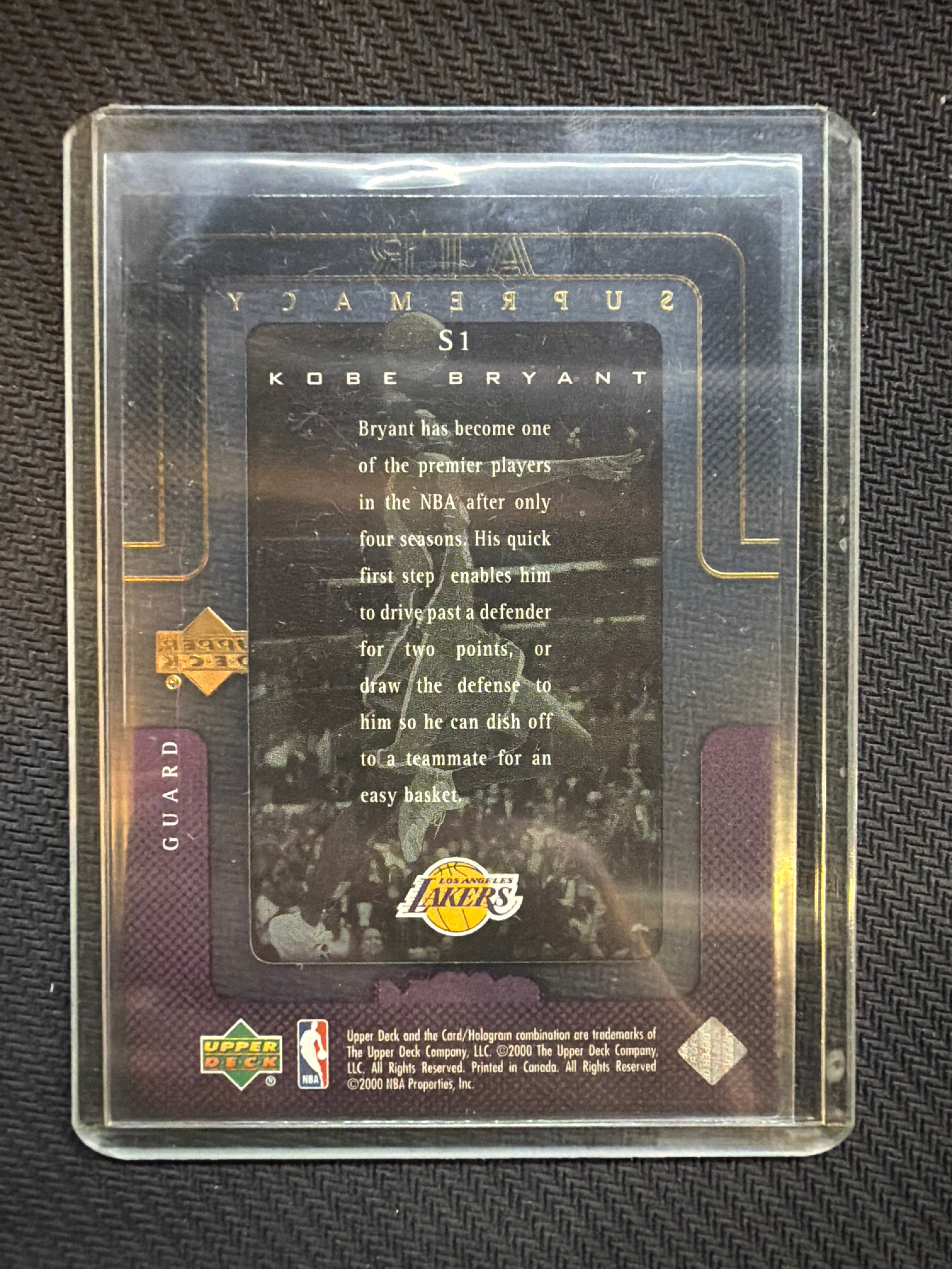 2000 Upper Deck Slam Kobe Bryant Air Supremacy #S1 Lakers