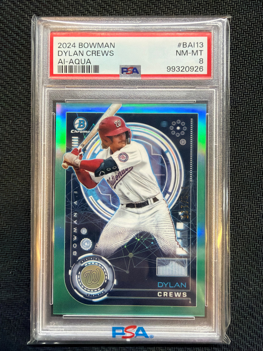 2024 Bowman Dylan Crews AI Aqua /125 Rookie PSA 8
