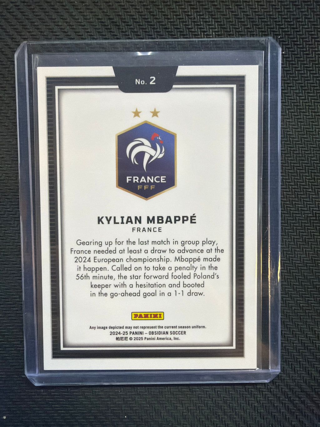 2024-25 Obsidian Kylian Mbappe #2 Black Color Blast