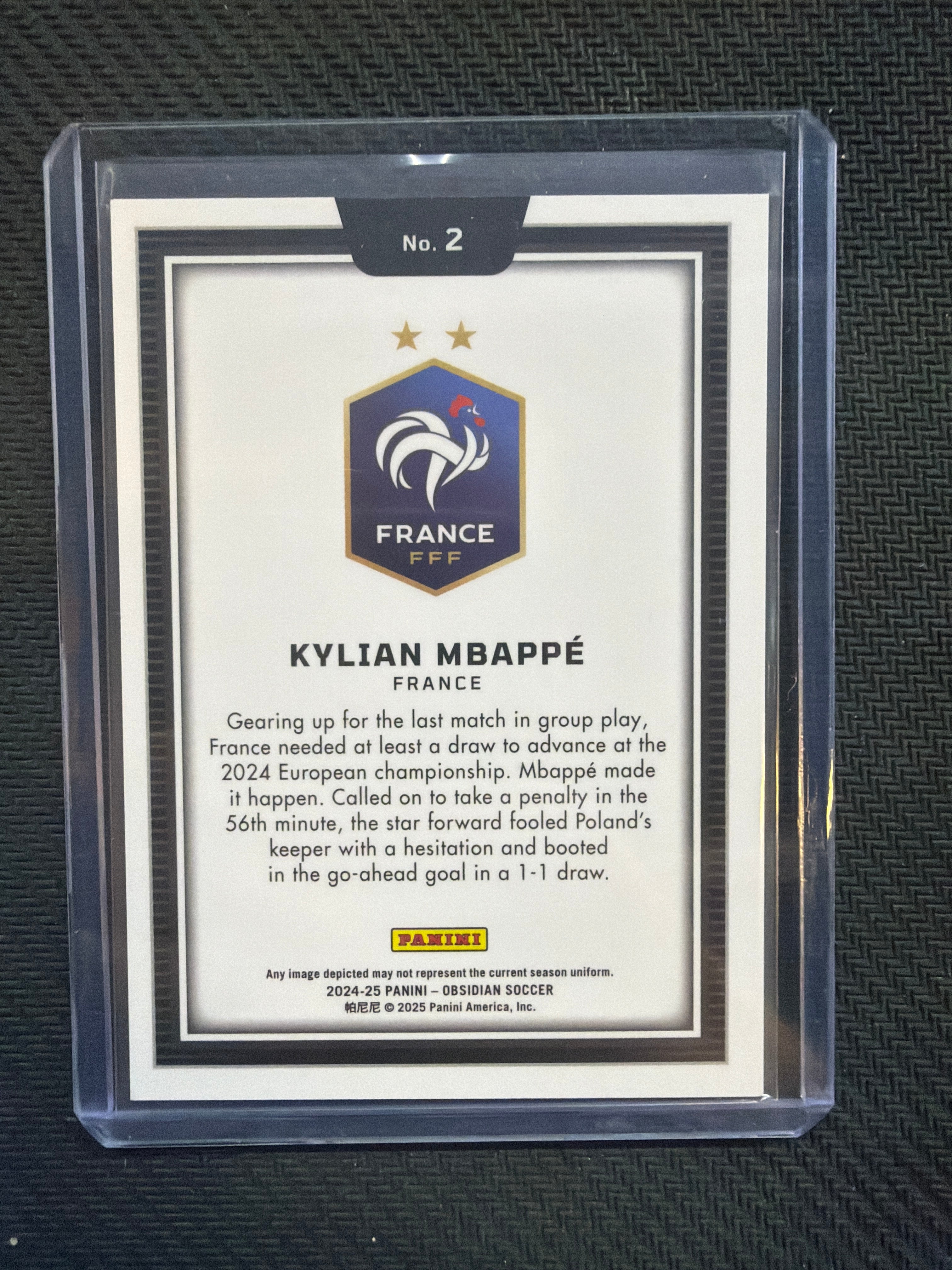 2024-25 Obsidian Kylian Mbappe #2 Black Color Blast