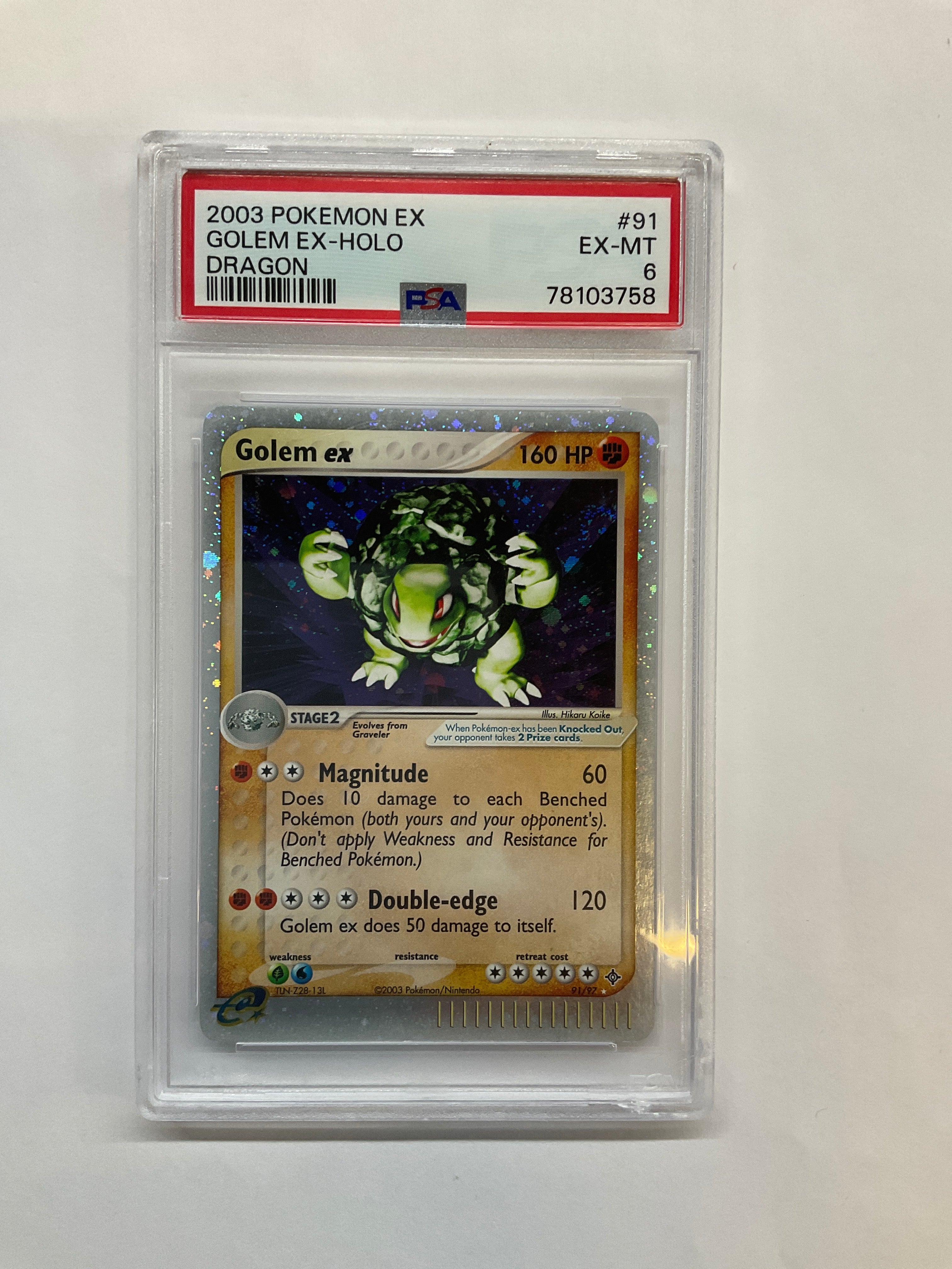 2003 Pokemon Dragon Golem ex Holo 91 PSA 6 - SWIRL!