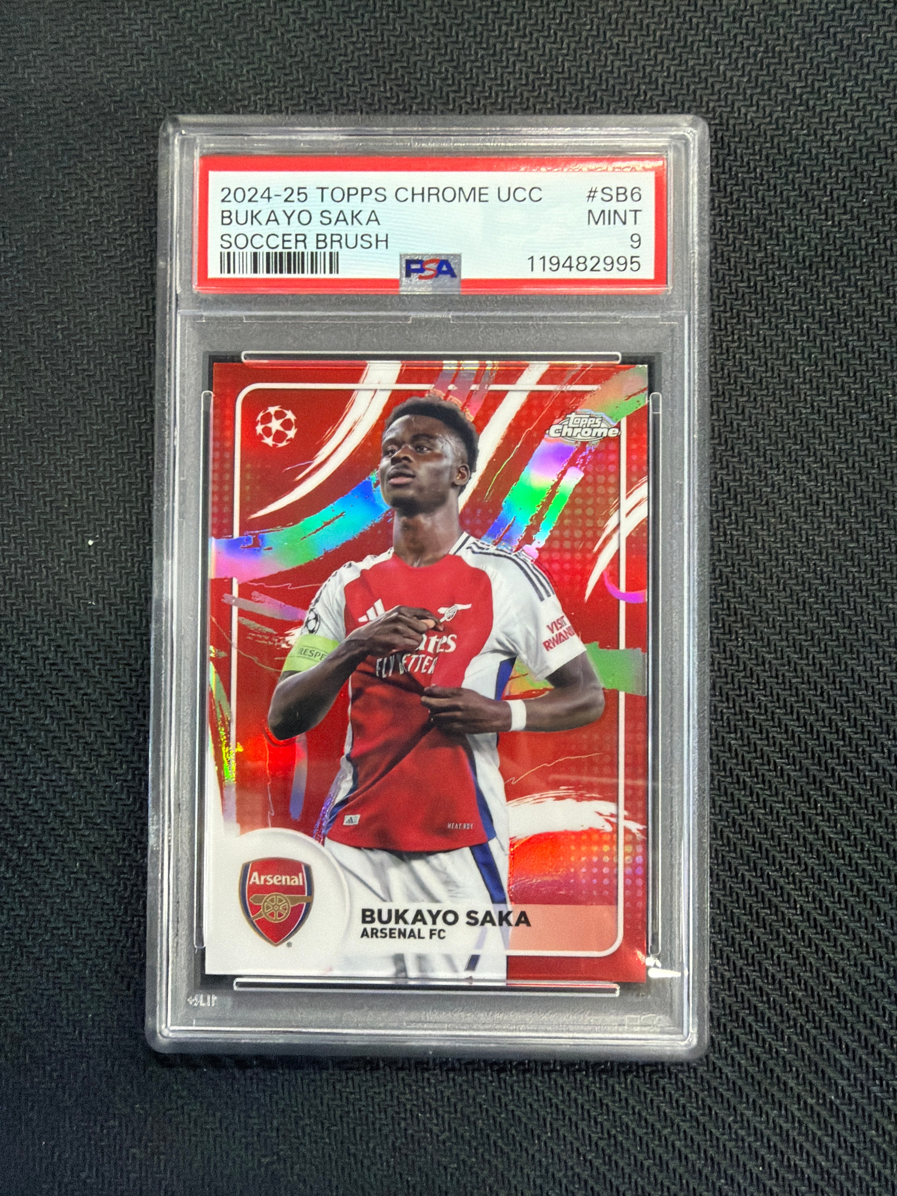 2024-25 Topps Chrome UCC Bukayo Saka Brush PSA 9