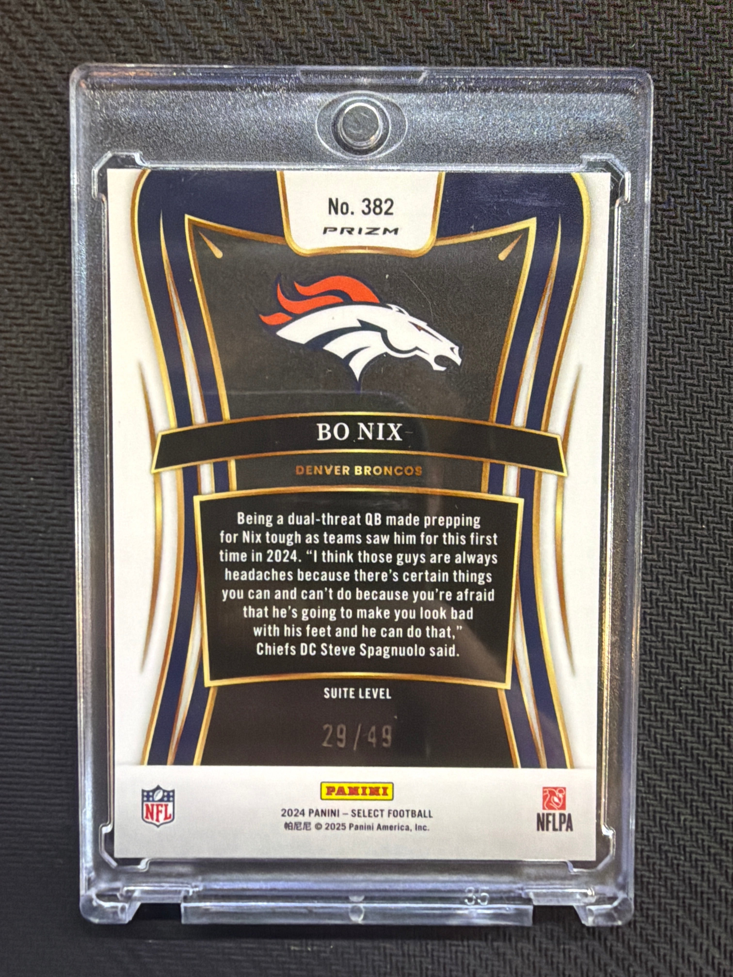 2024 Panini Select Bo Nix Suite Level Red Prizm /49 Rookie Broncos