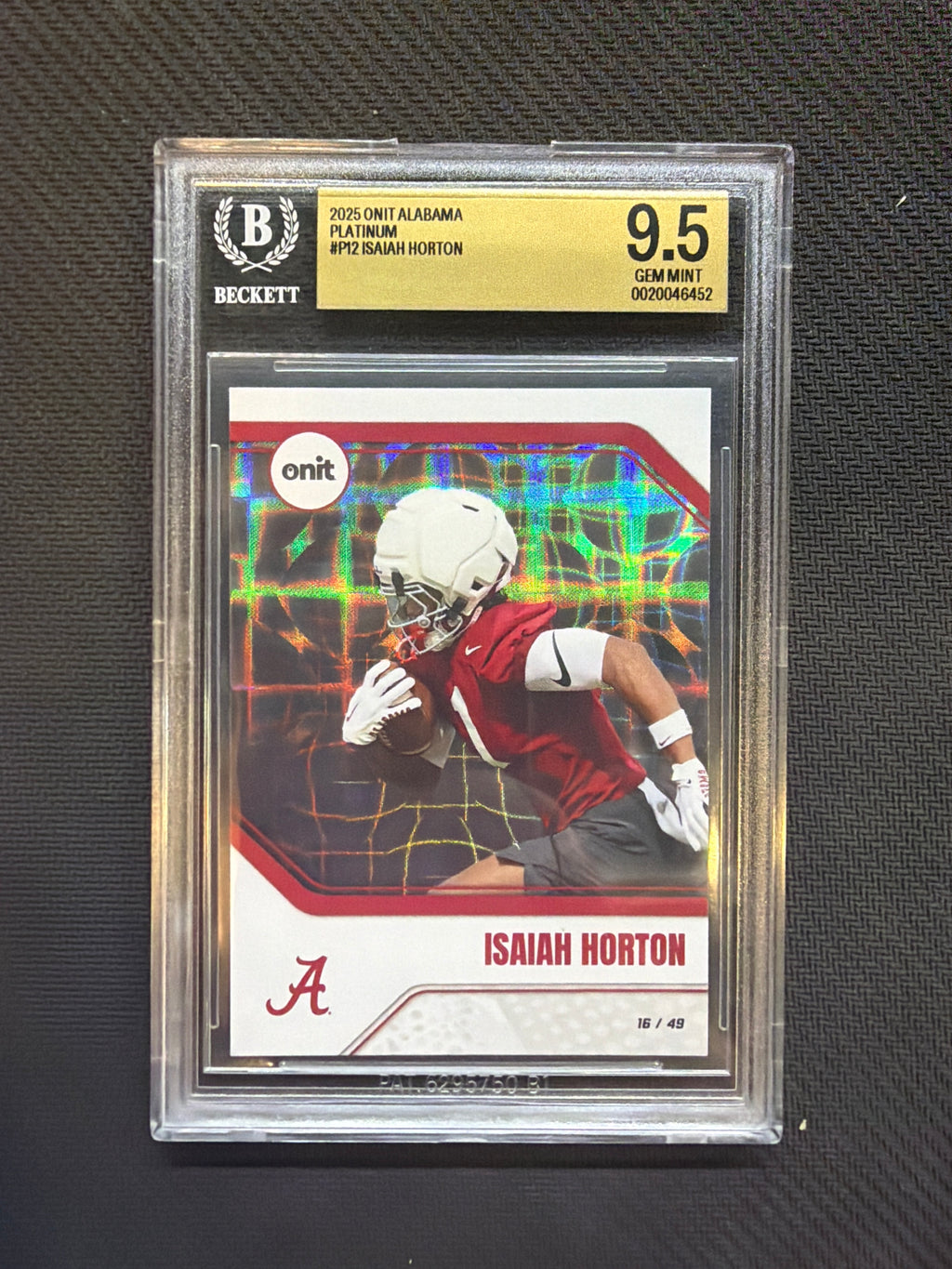 2025 Onit Alabama Isaiah Horton Platinum /49 BGS 9.5 Alabama